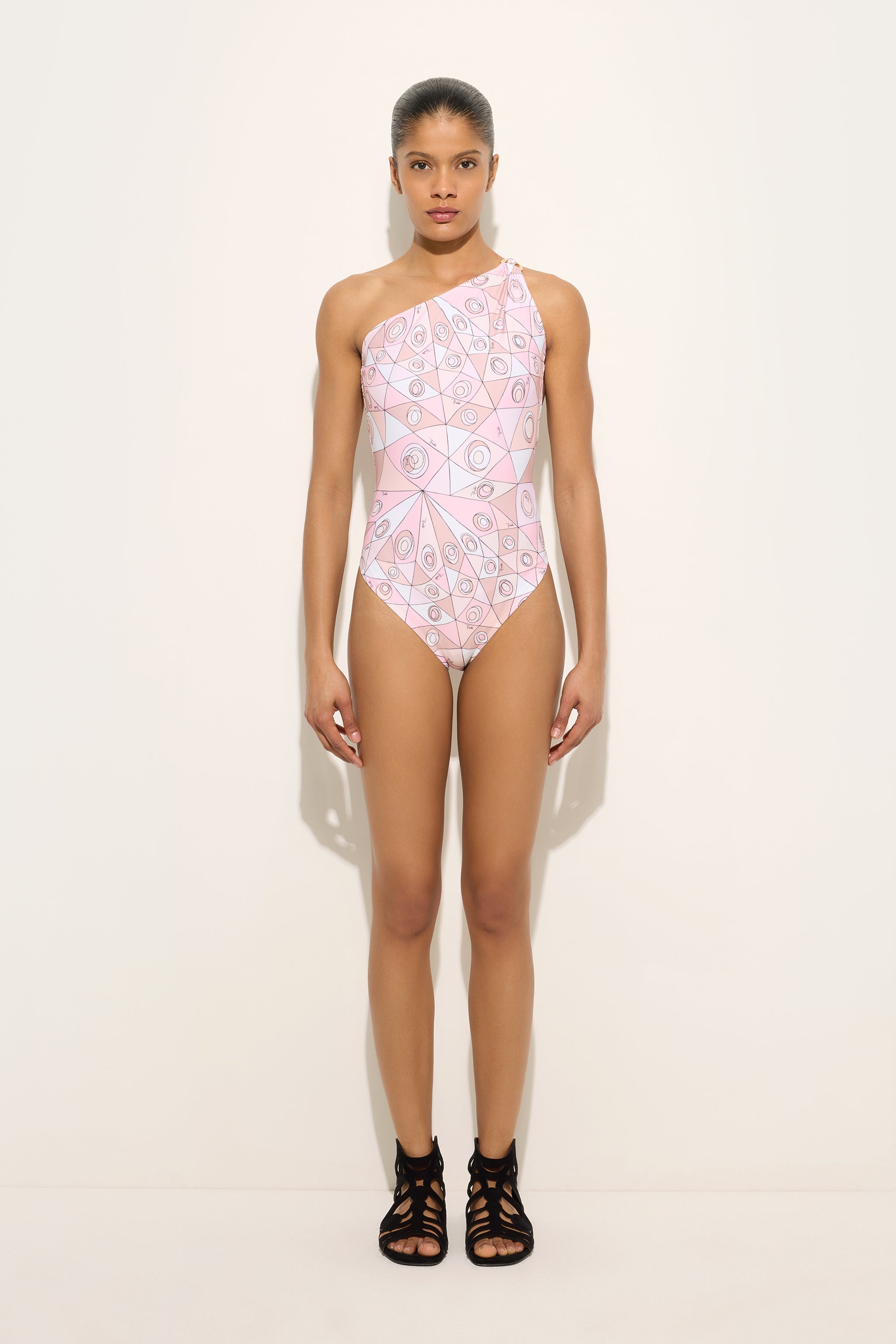 Emilio Pucci Costume Occhi maillot rose nude S