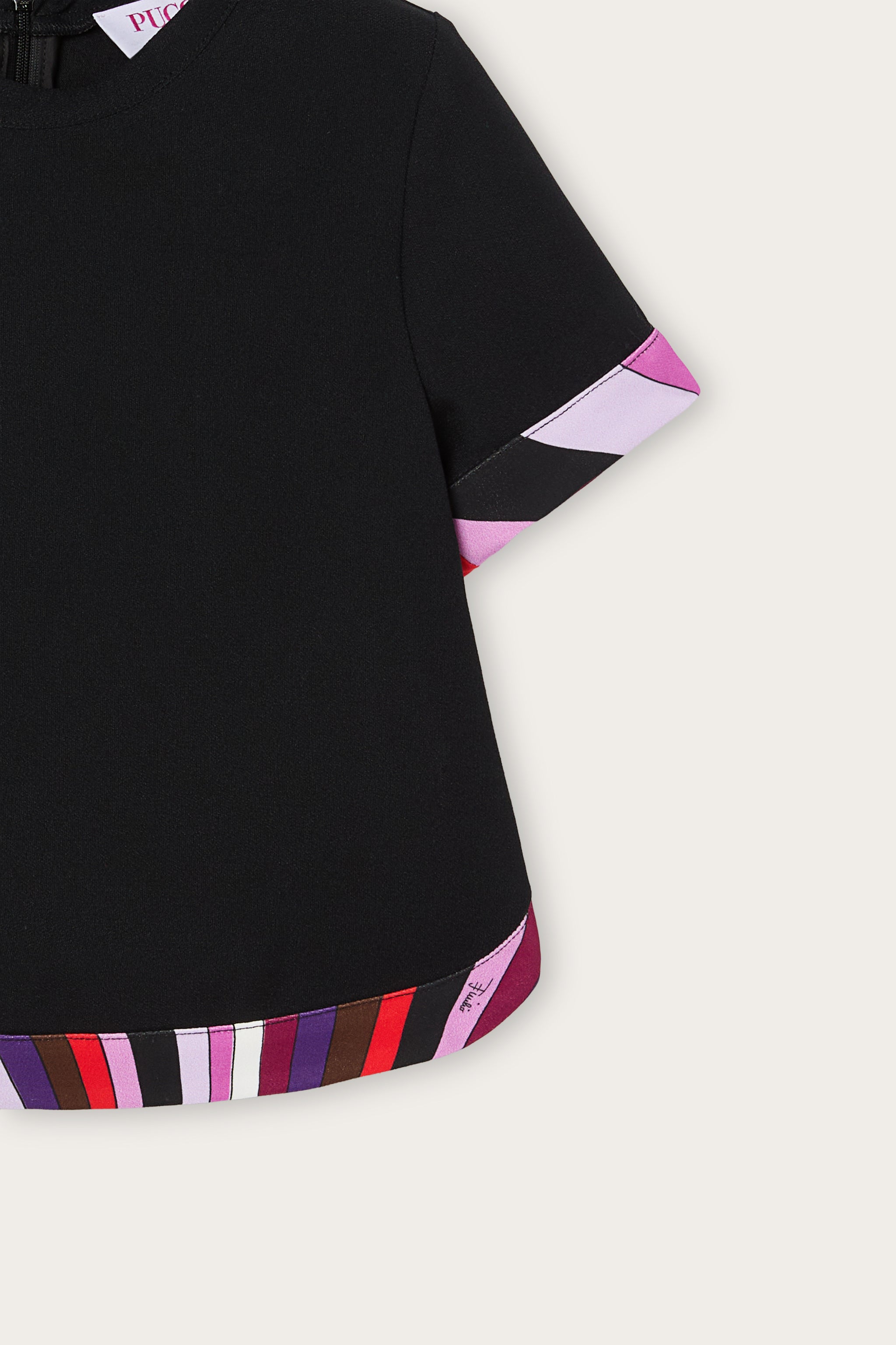 Emilio Pucci Top Noir Fille Cady Bords Imprimés