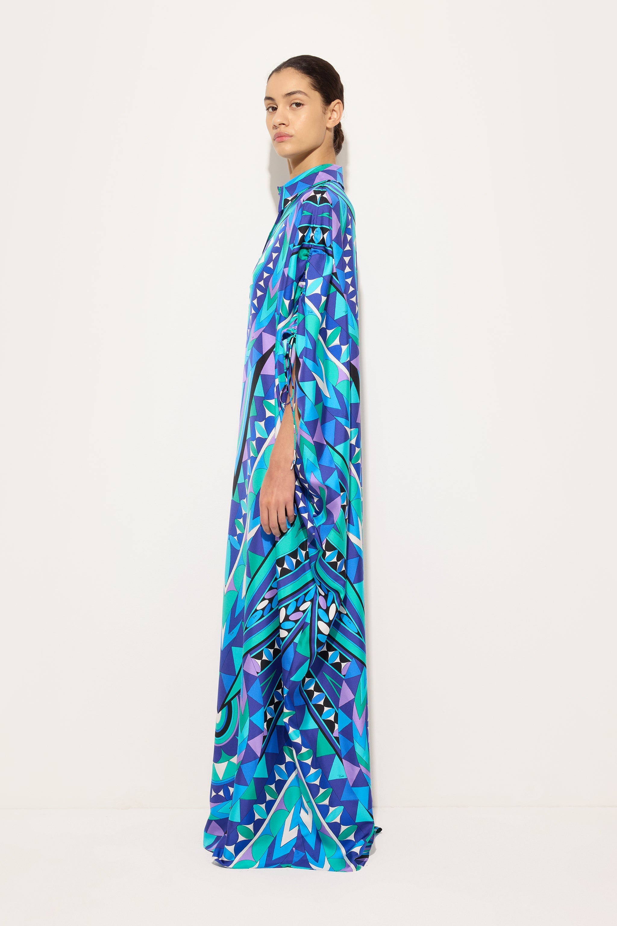 Emilio Pucci Kaftans caftan soie turquoise bleu 38 Manuba