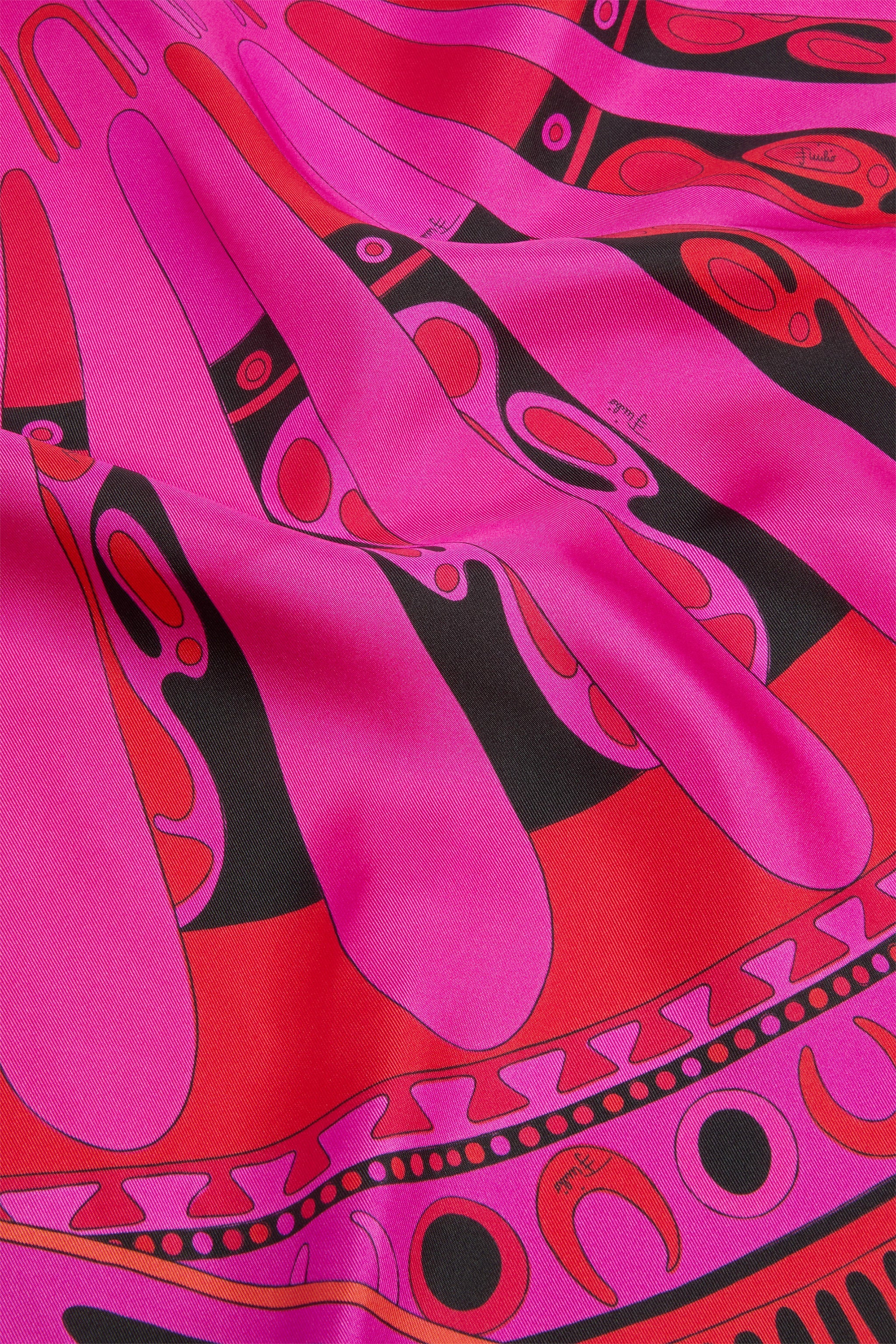 Emilio Pucci Carré Soleil carré soie fuchsia/noir