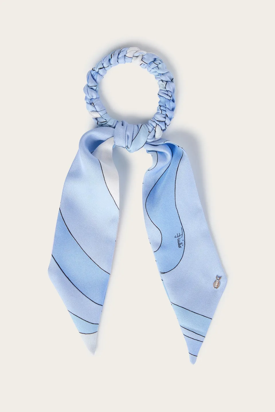Emilio Pucci Marmo chouchou soie bleu clair foulard