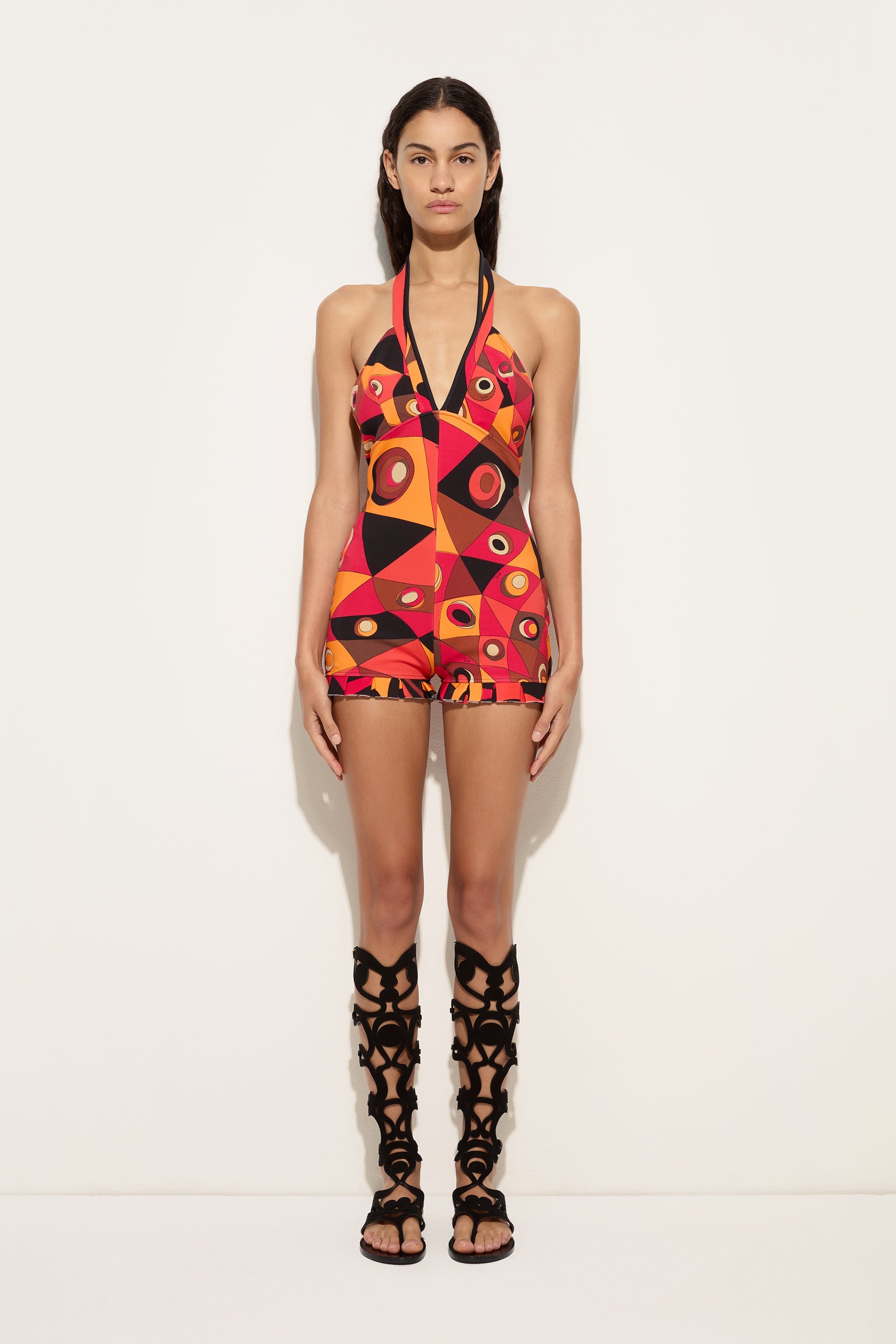 Emilio Pucci Occhi Combinaison Femme Orange Noir