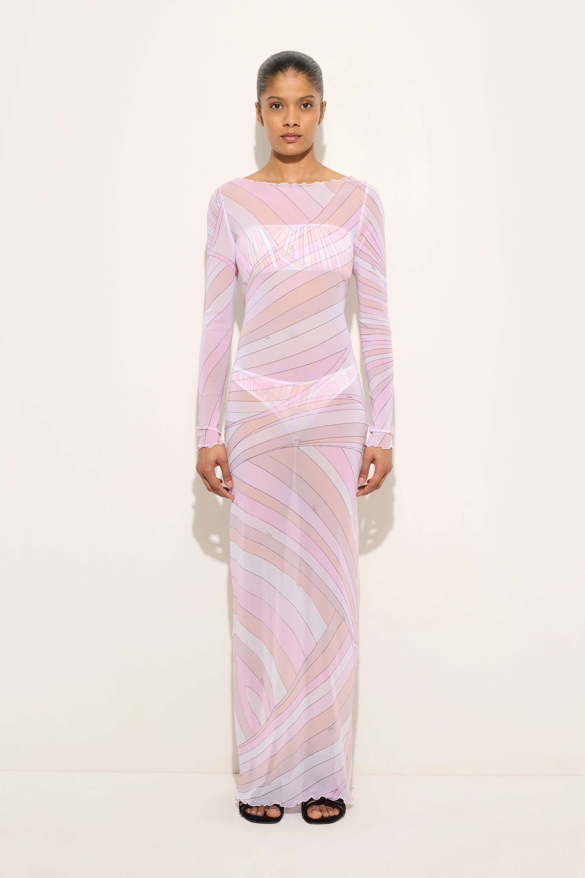 Emilio Pucci Iride robe tulle rose nude