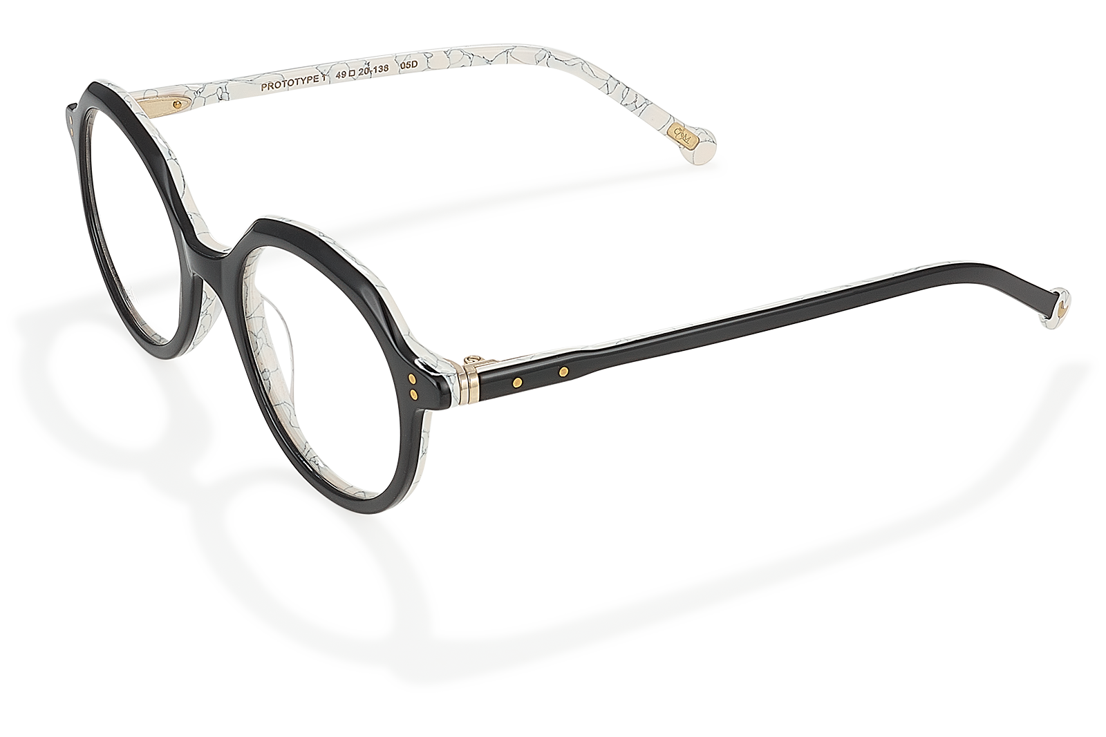Clémence & Margaux La Damier lunettes de vue ronde noir marbré