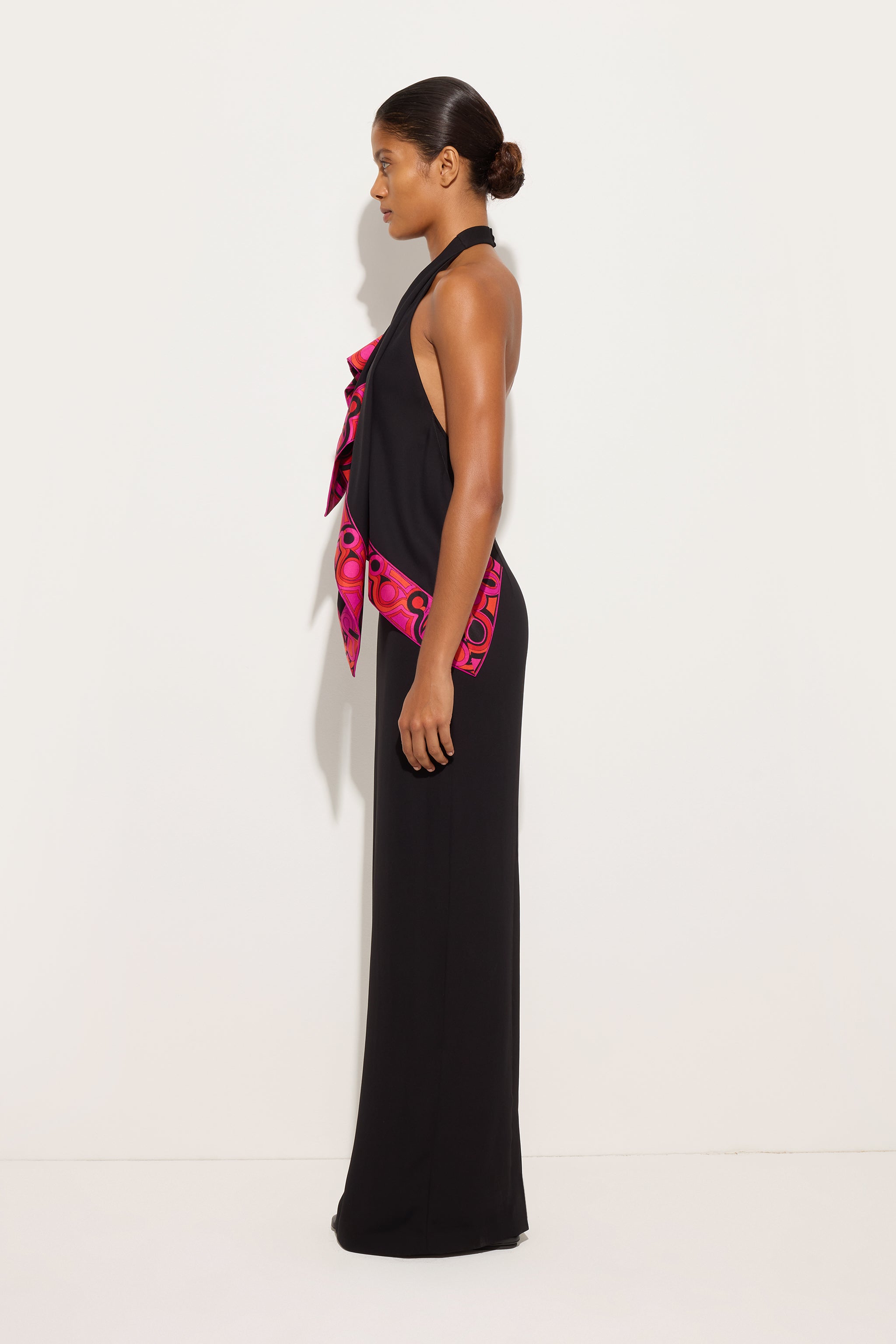 Emilio Pucci robe longue noire volants viscose
