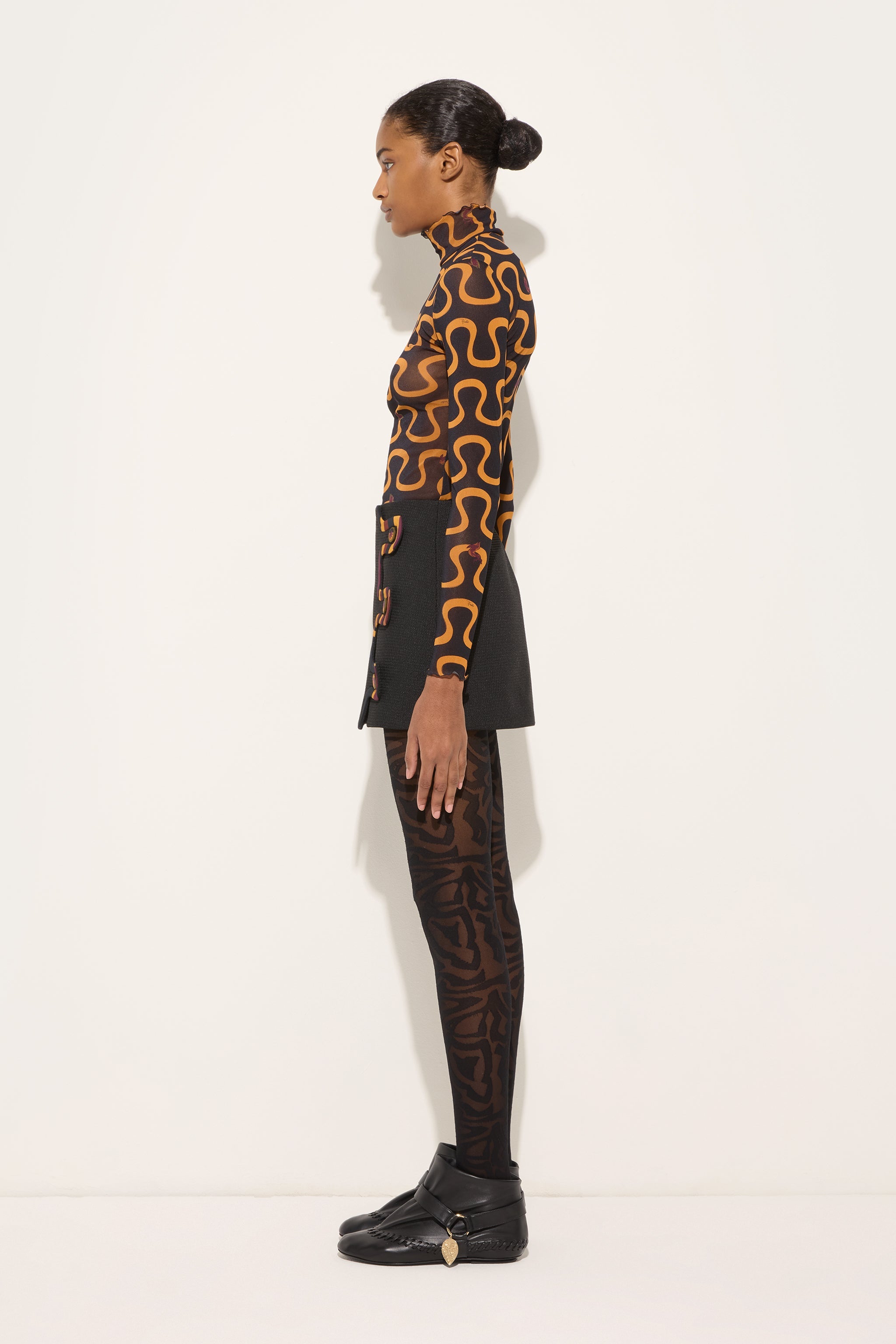 Emilio Pucci Tops Onda top noir doré tulle col haut