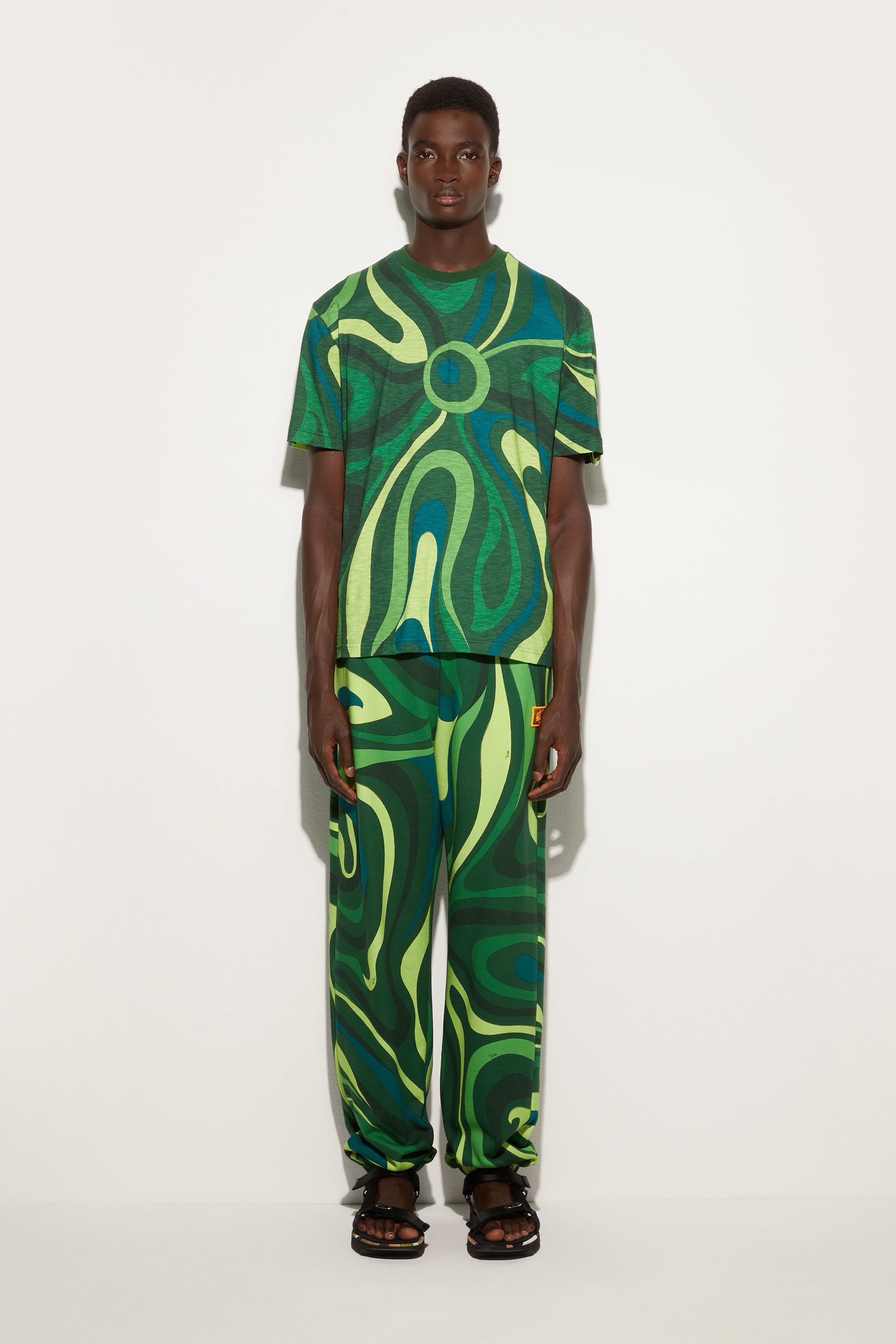 Emilio Pucci Joggers Pile jogging vert imprimé Marmo