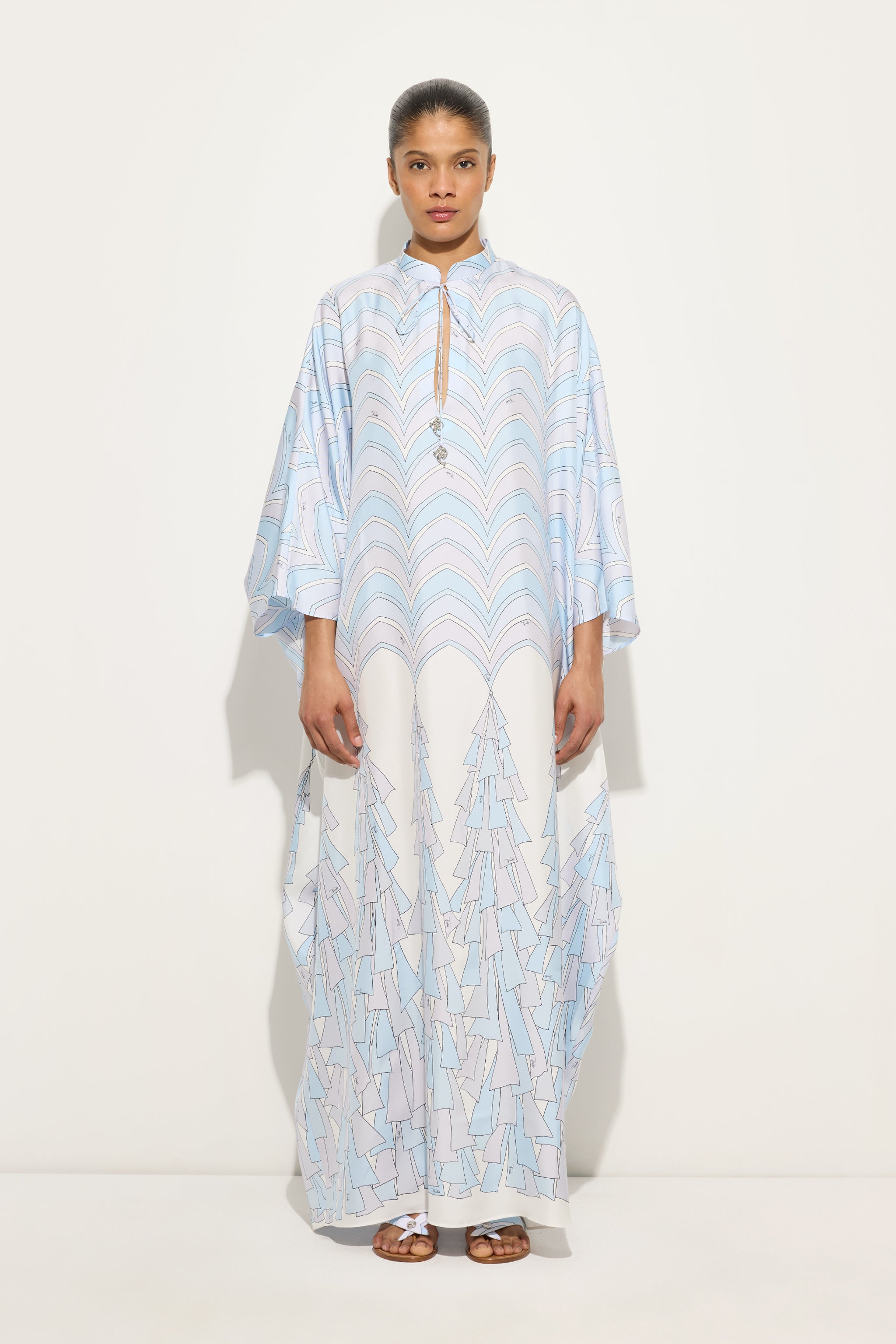 Emilio Pucci Kaftans caftan soie bleu clair ample