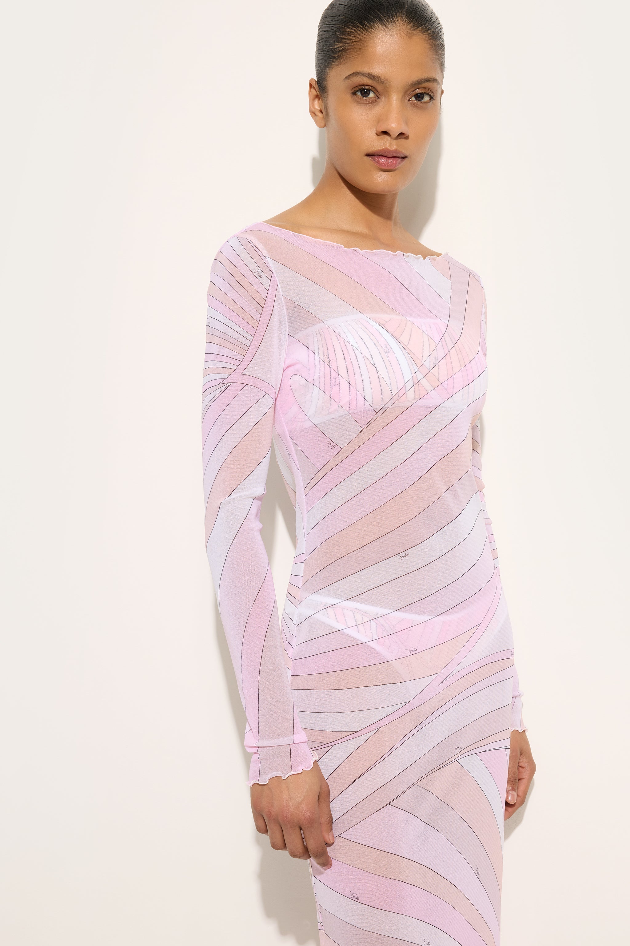 Emilio Pucci Iride robe tulle rose nude