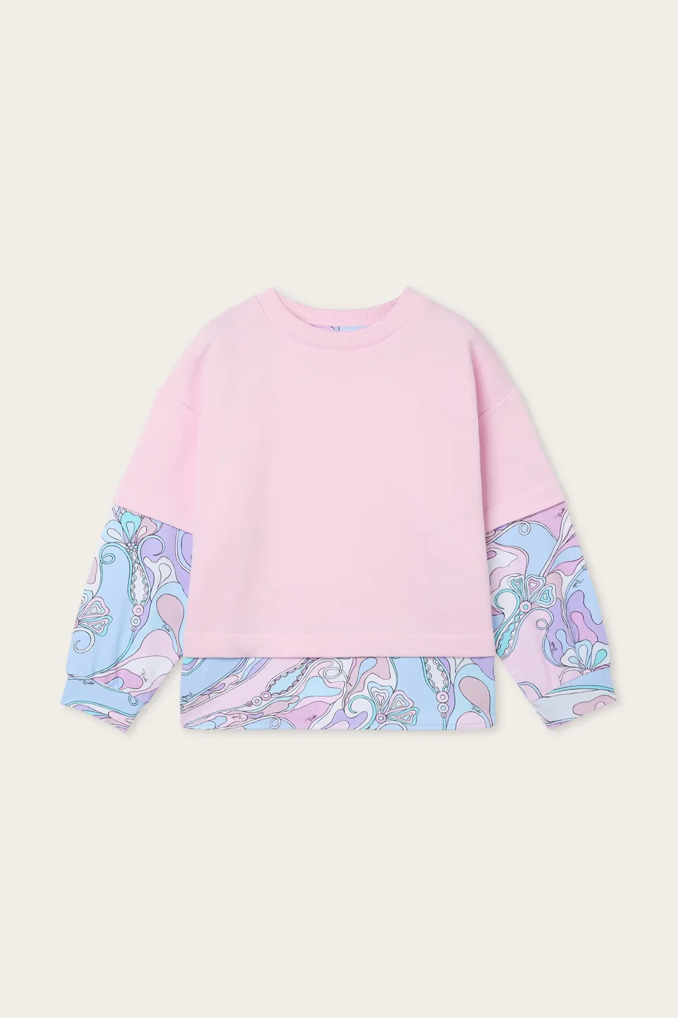 Emilio Pucci T-Shirts Sweat coton orchidées rose 4Y