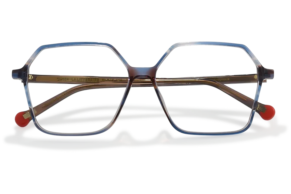 Clémence & Margaux La Littéraire lunettes de vue Marbré Brun & Bleu hexagonale