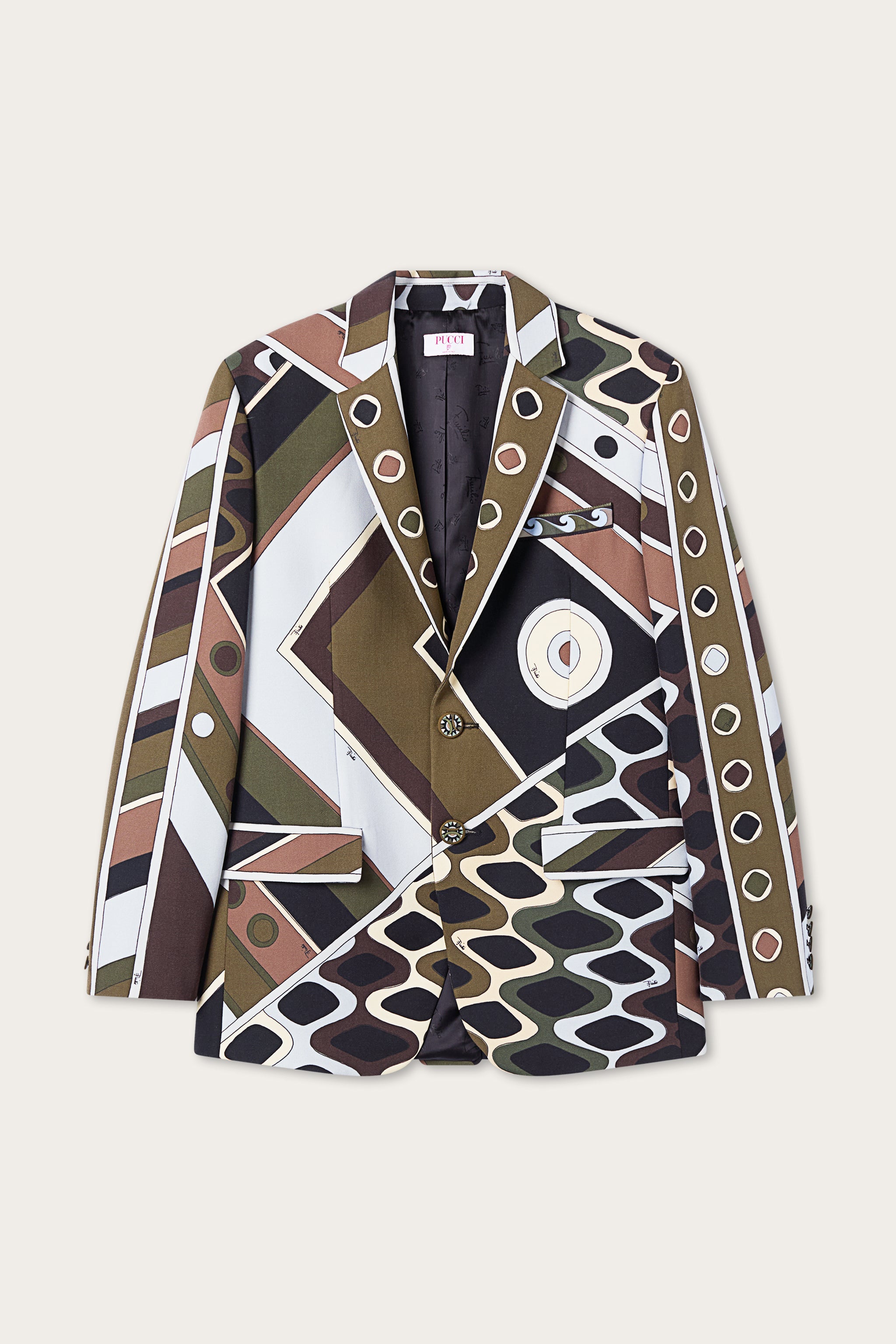 Emilio Pucci Vivara veste laine oversize kaki bleu