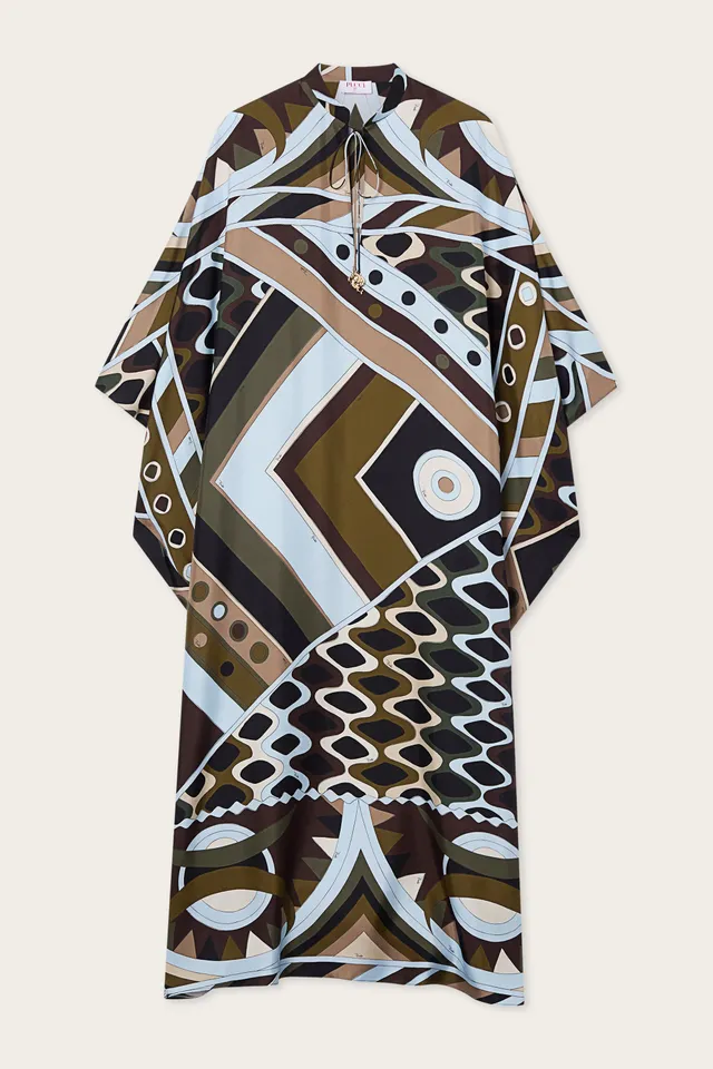 Emilio Pucci Kaftans Caftano Vivara caftan kaki bleu 100% soie
