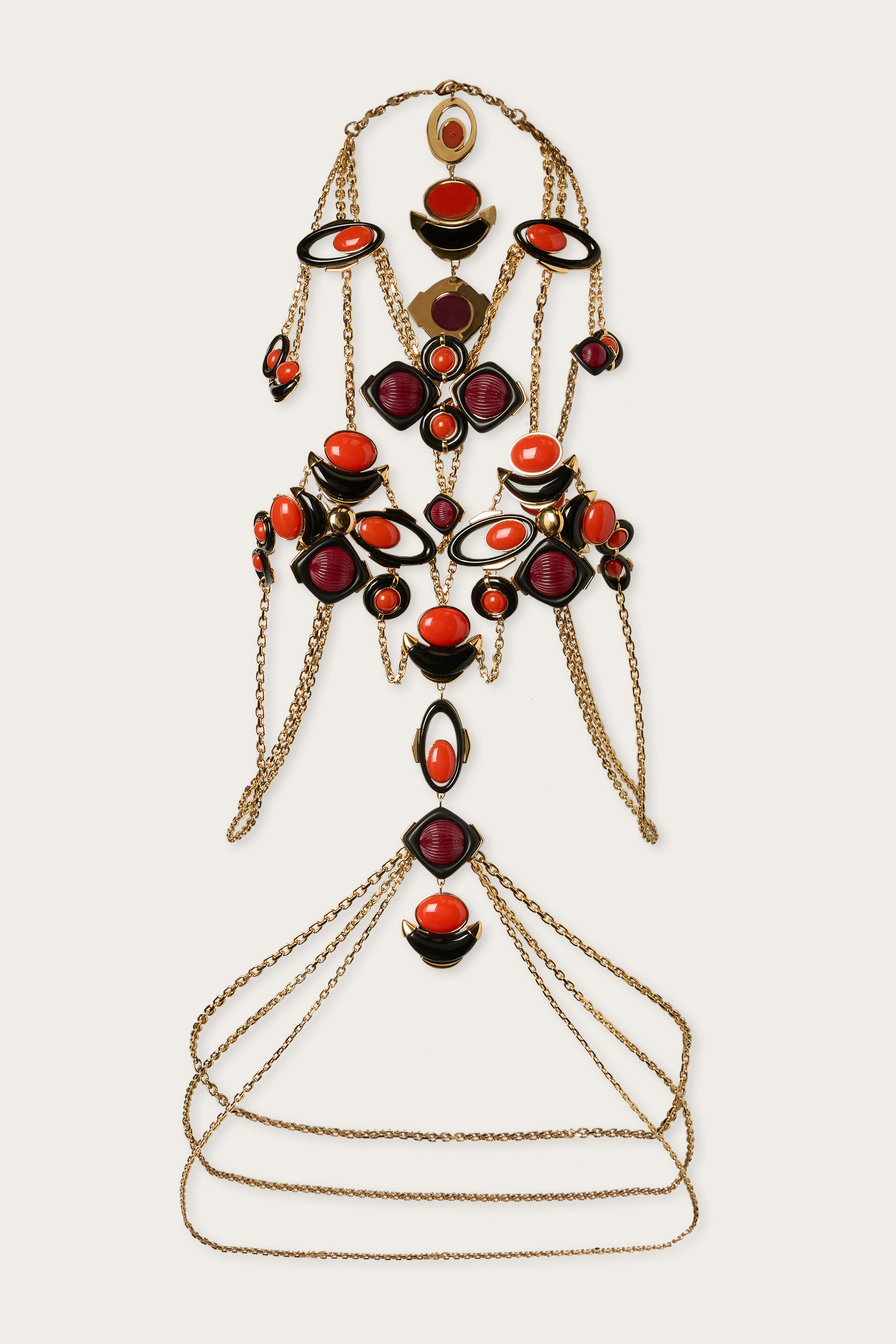 Emilio Pucci Bodychain chaine corps orange doré couture