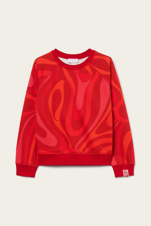 Emilio Pucci Sweat Molleton Rouge M Imprimé Marmo