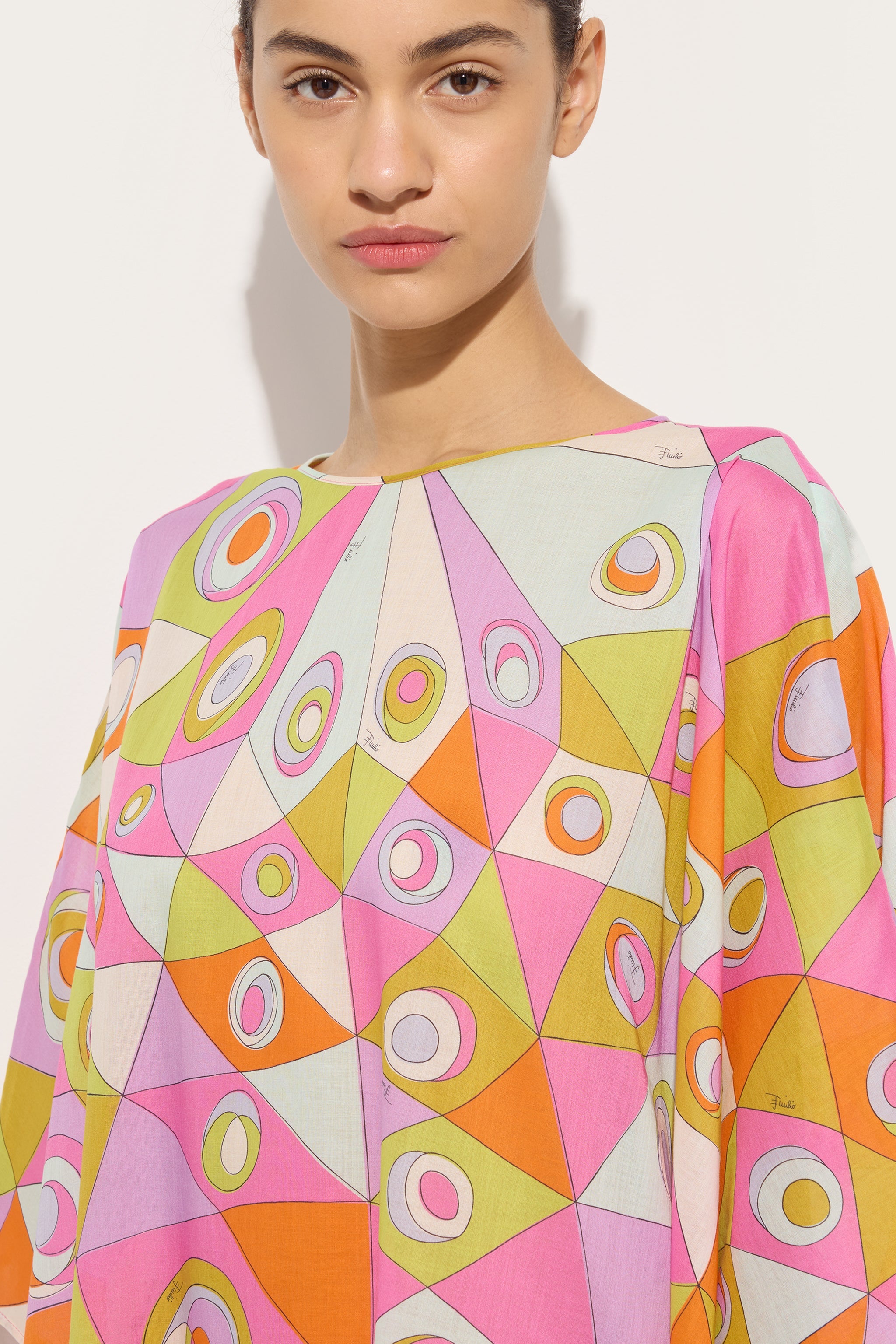 Emilio Pucci Occhi Caftan Coton Multicolore OS