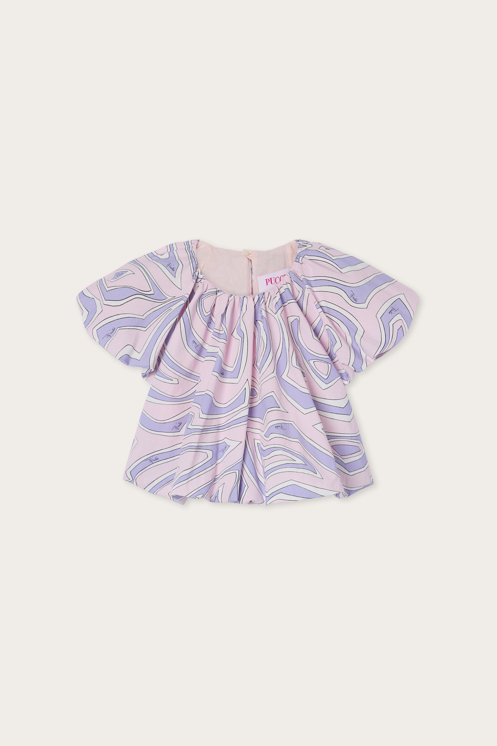Emilio Pucci Labirinto top popeline rose 8Y coton