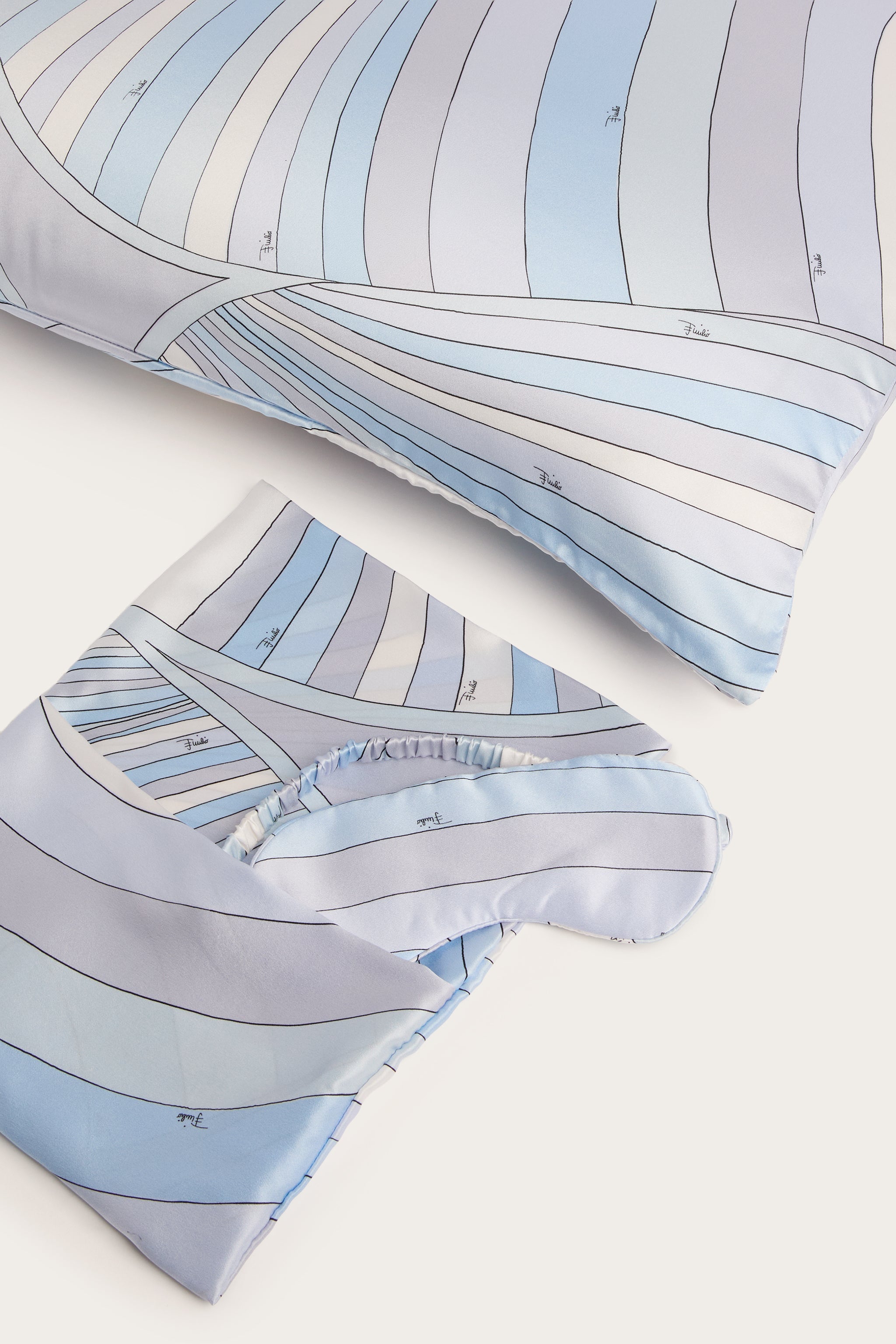 Emilio Pucci Home set nuit Iride bleu clair satin soie