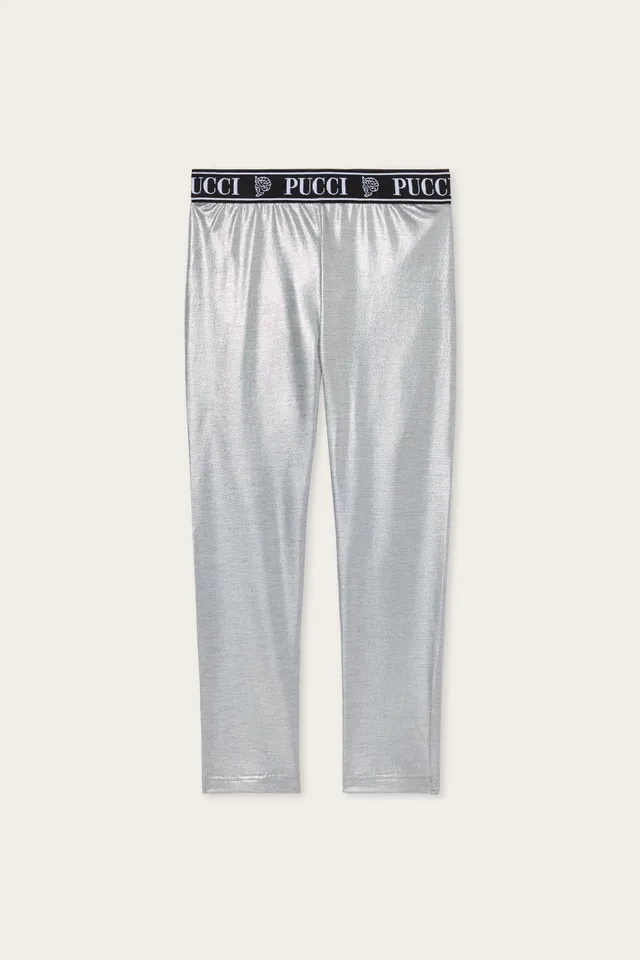 Emilio Pucci PANTS leggings laminé silver junior 10Y