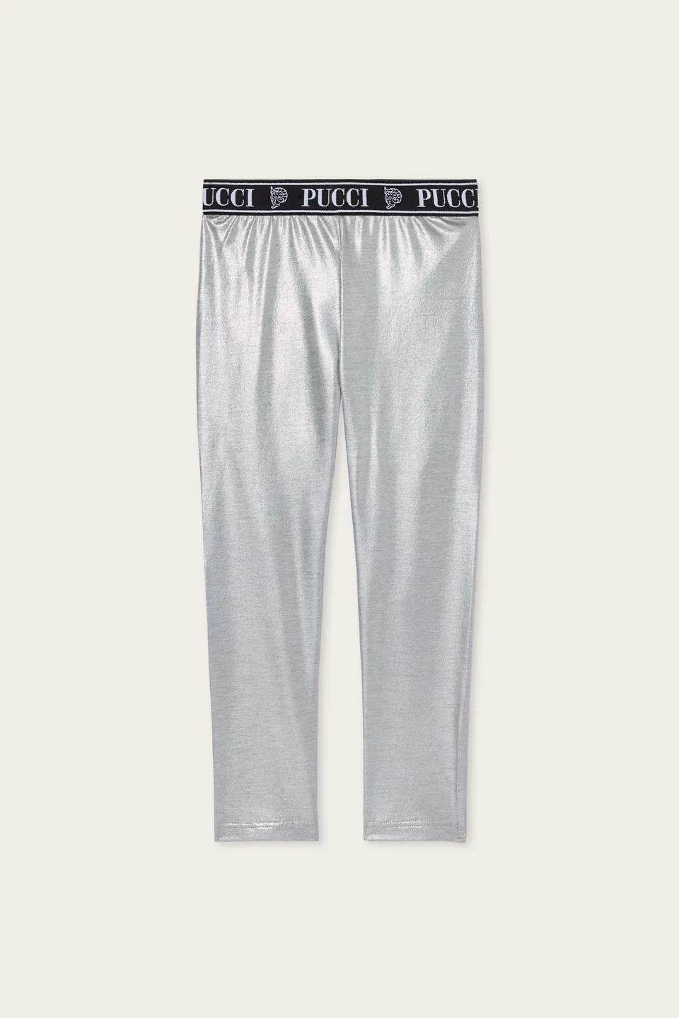 Emilio Pucci PANTS leggings laminé silver junior 10Y