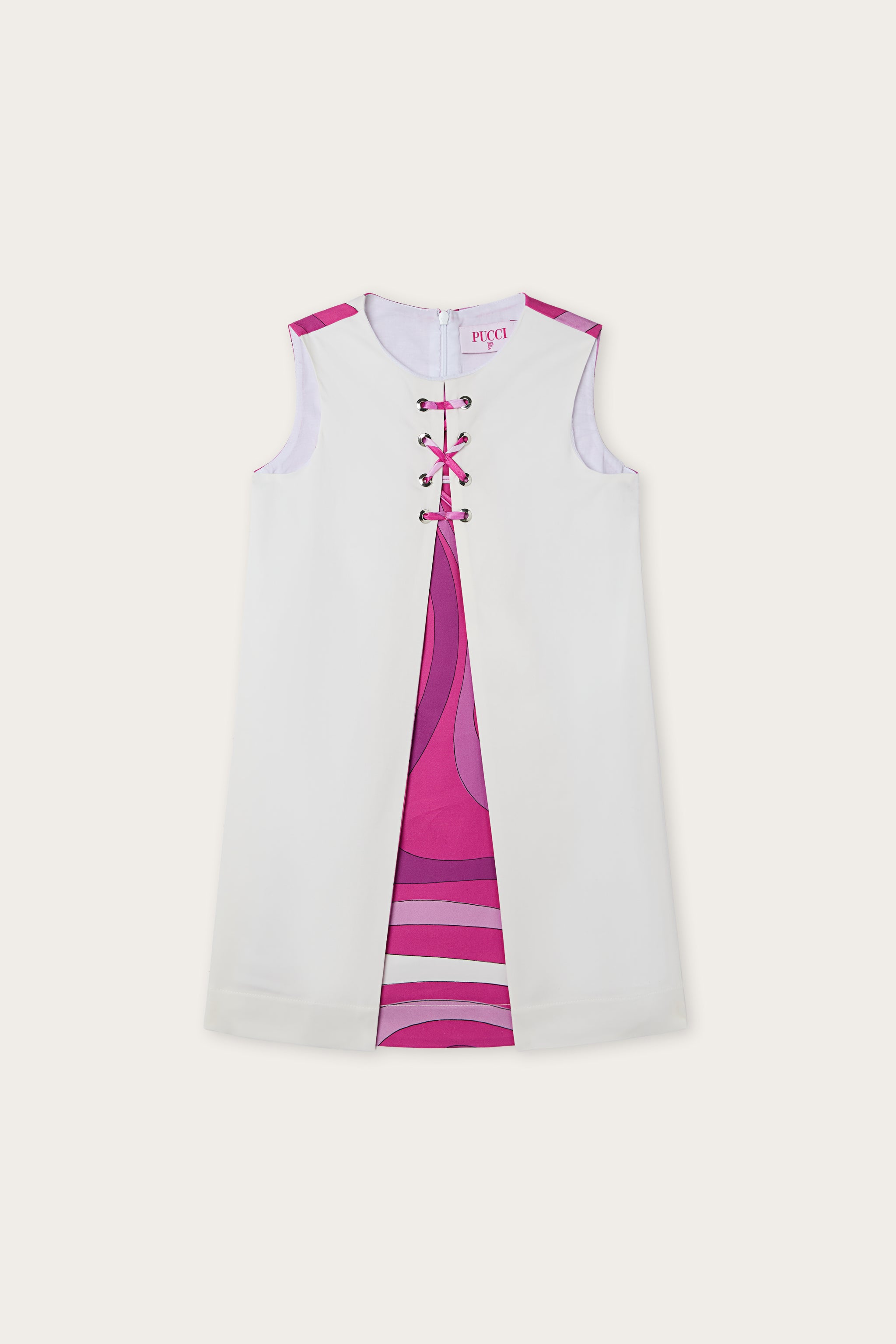 Emilio Pucci robe fille blanc fuchsia gabardine coton