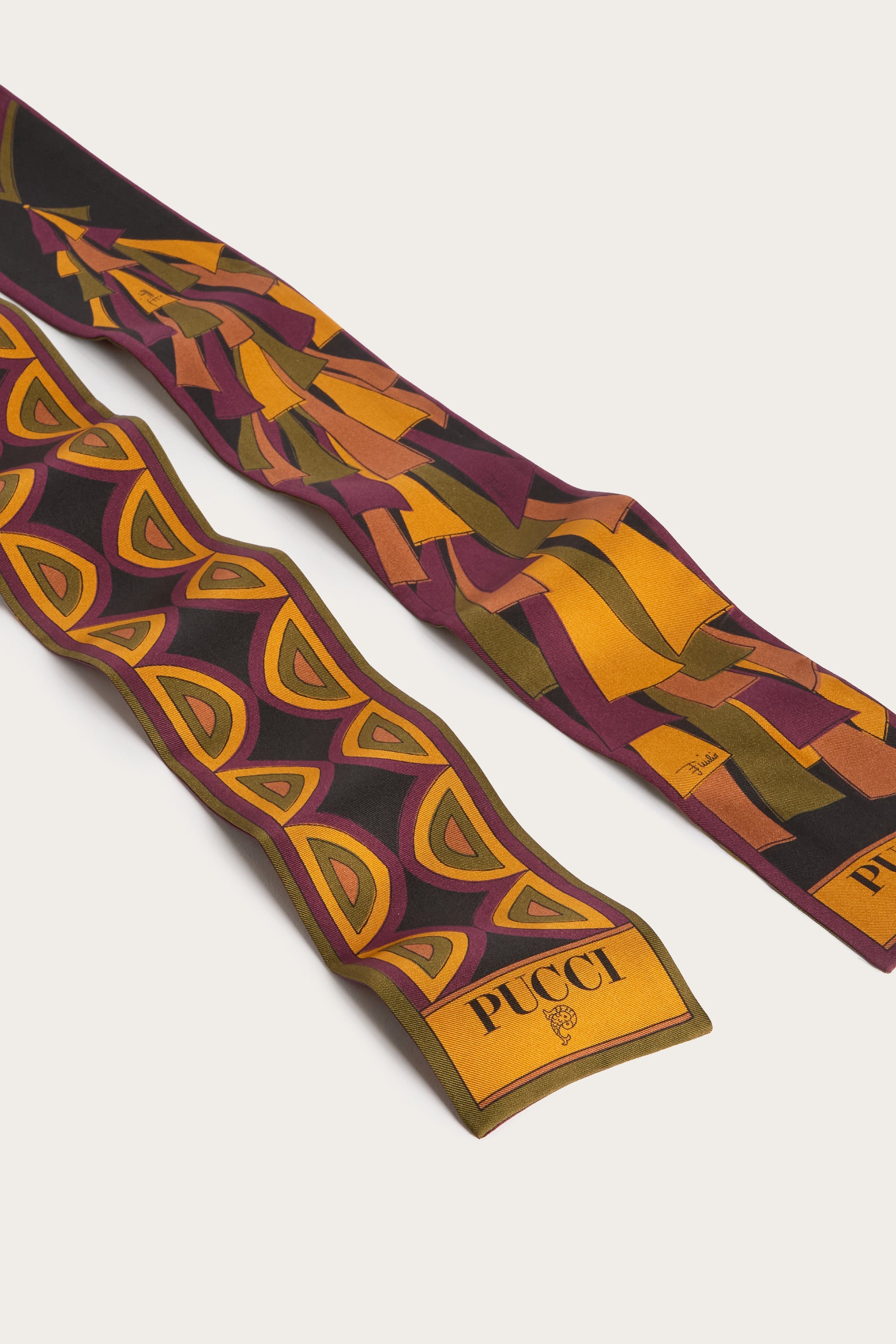 Emilio Pucci Foulard Bandeau Soie Bordeaux/Gold Taille Unique