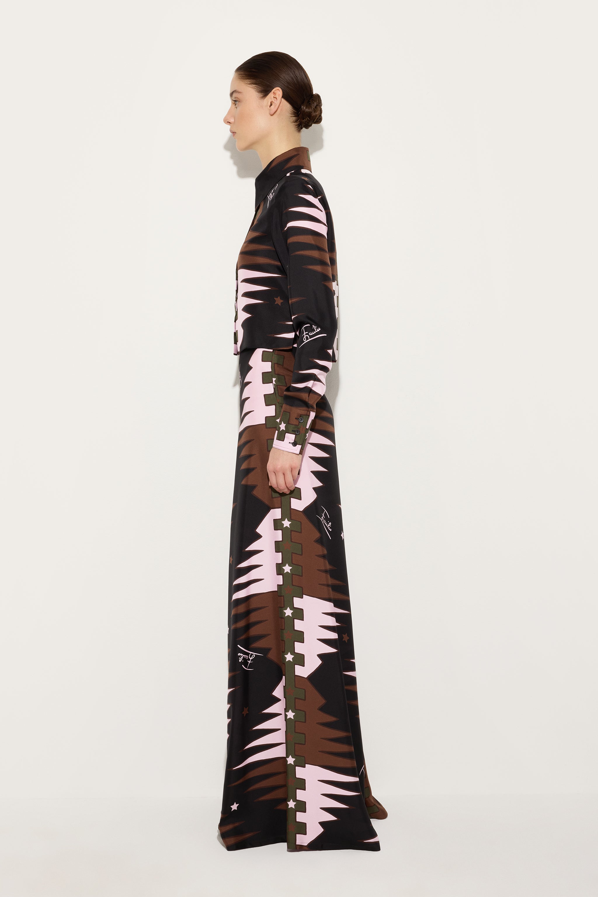 Emilio Pucci Valdimontone chemise crop kaki/rose
