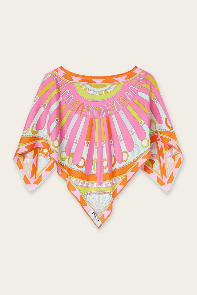 Emilio Pucci Soleil top caftan soie multicolore