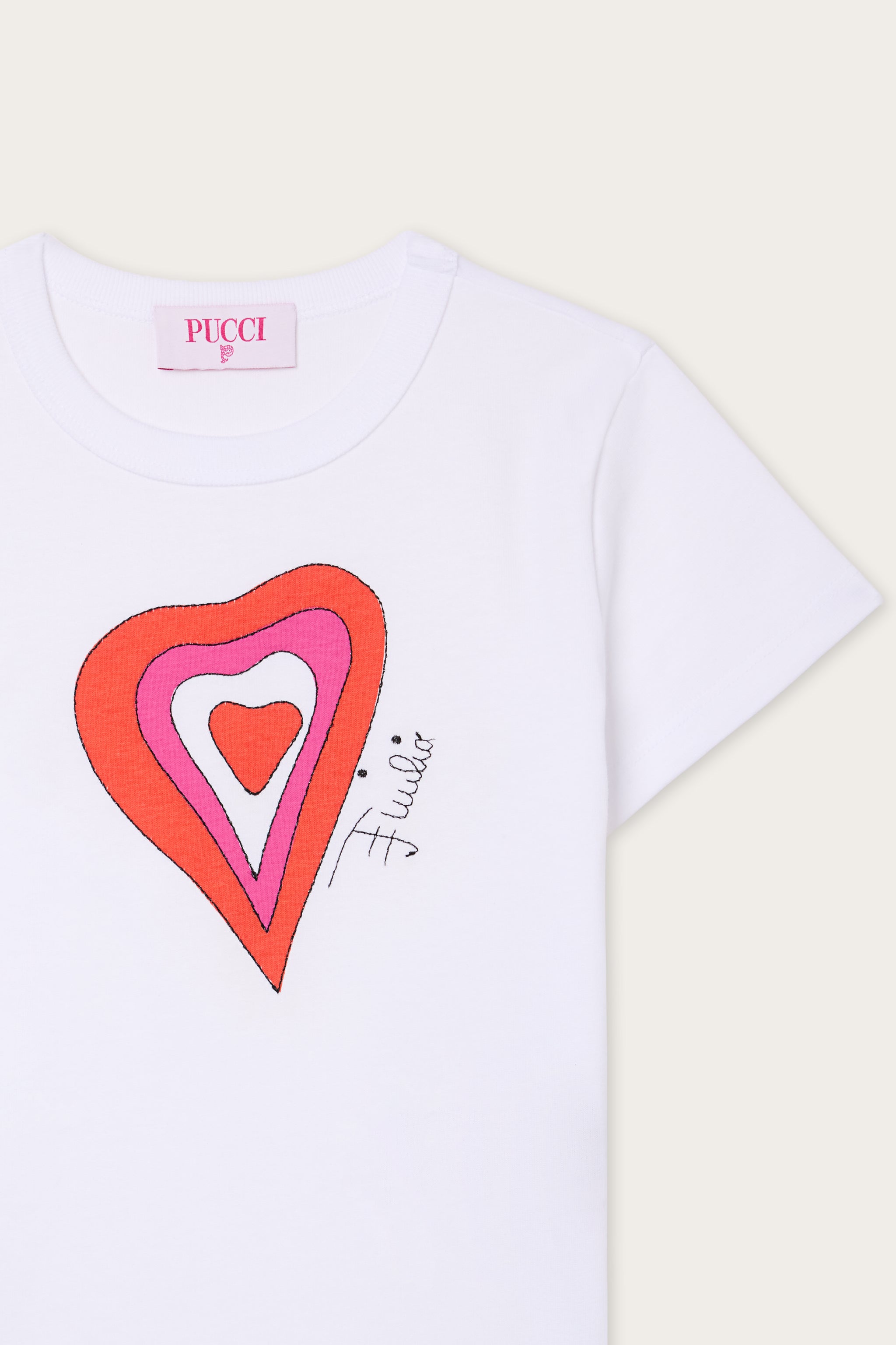 Emilio Pucci T-shirt coton bio enfant blanc rouge cœur 8 ans