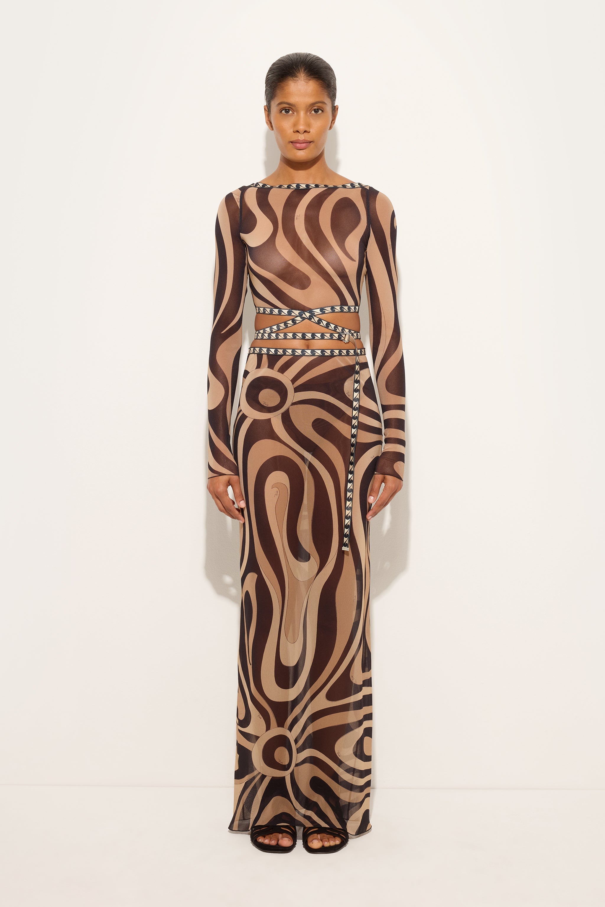Emilio Pucci Gonna Marmo jupe longue beige noir