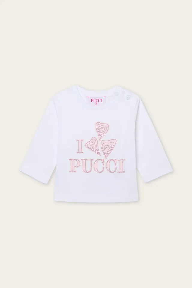 Emilio Pucci T-shirt bébé blanc rose 12M