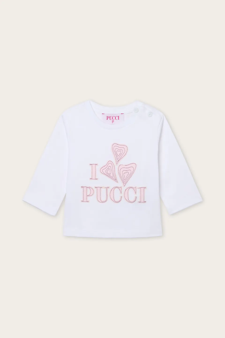 Emilio Pucci T-shirt bébé blanc rose 12M