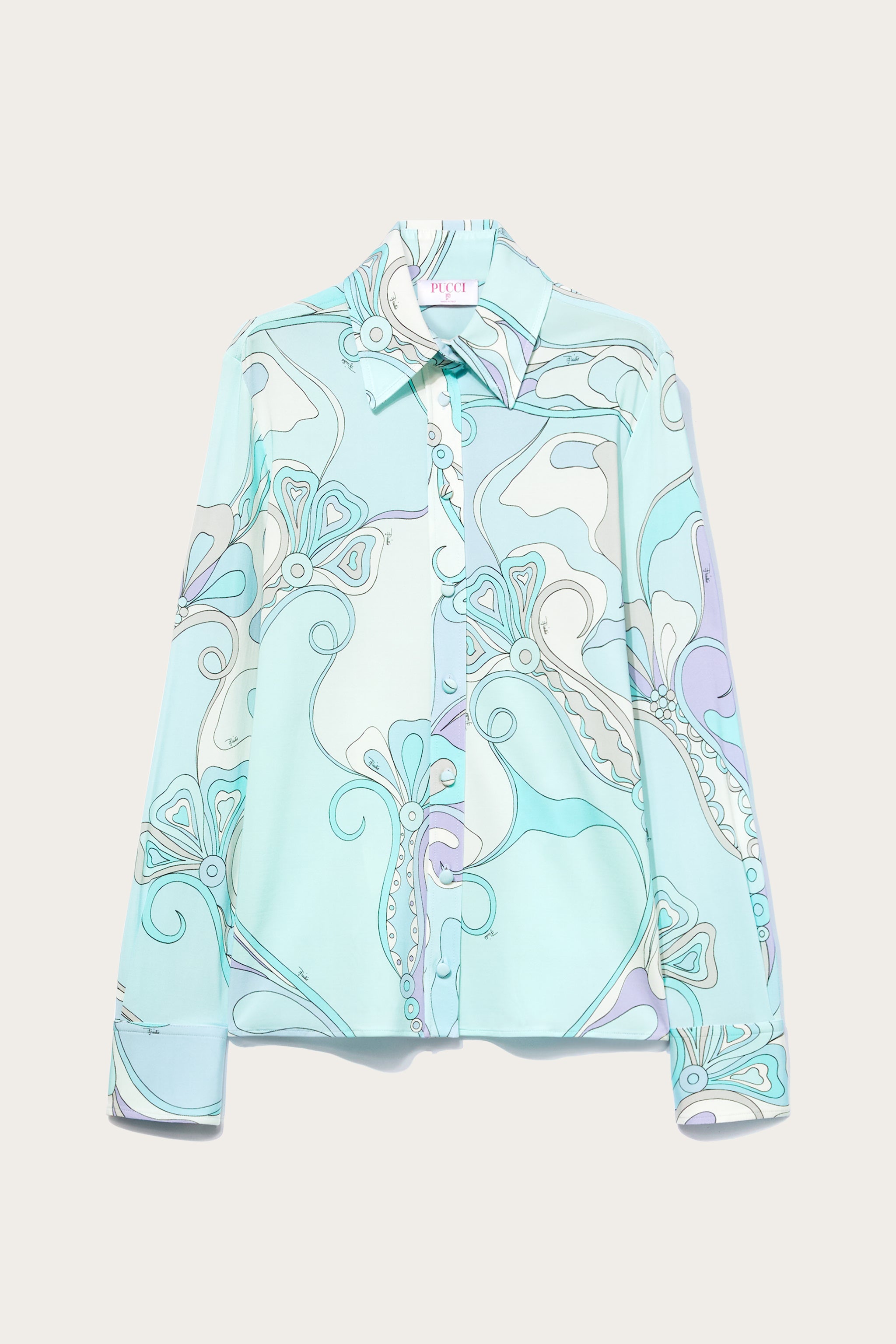 Emilio Pucci Orchidee chemise aqua 38 satin
