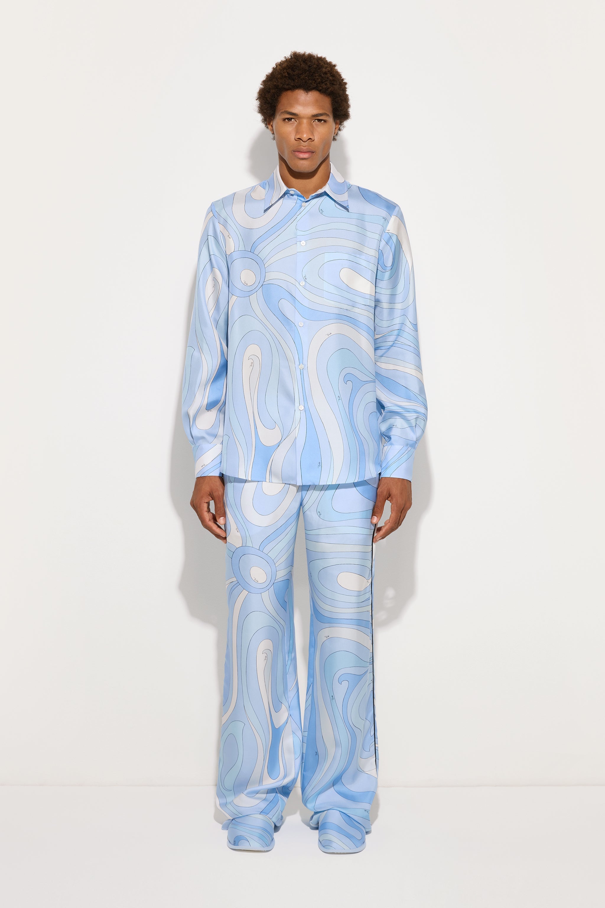 Emilio Pucci Marmo pantalon soie bleu clair S