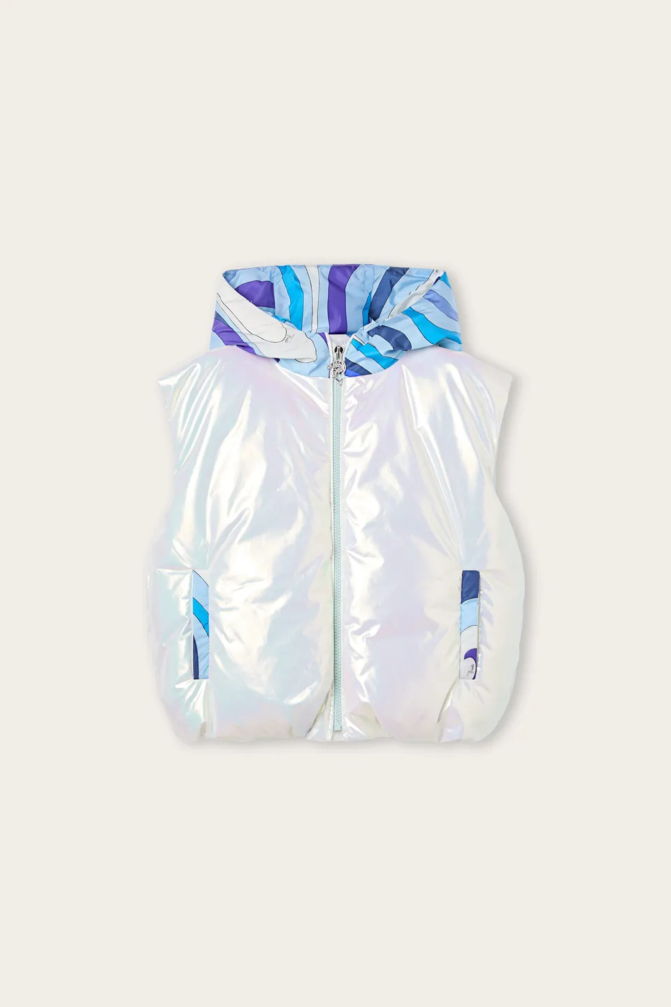 Emilio Pucci Junior doudoune sans manches avorio holo