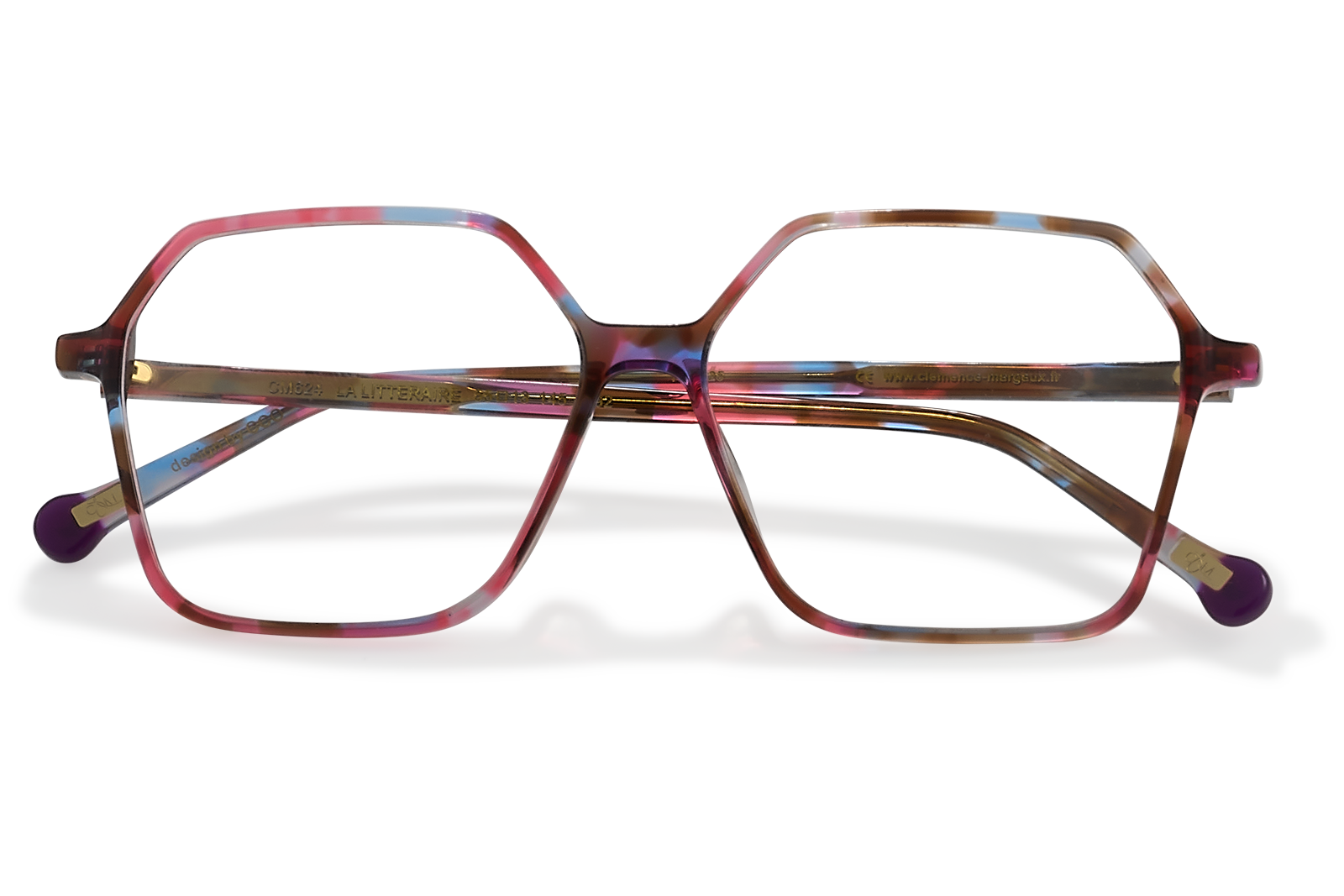 Clémence & Margaux La Littéraire lunettes de vue Marbré Brun & Bleu hexagonale