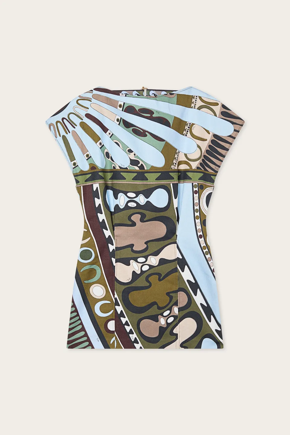 Emilio Pucci Robe Panama Coton Lin Kaki Blue Soleil