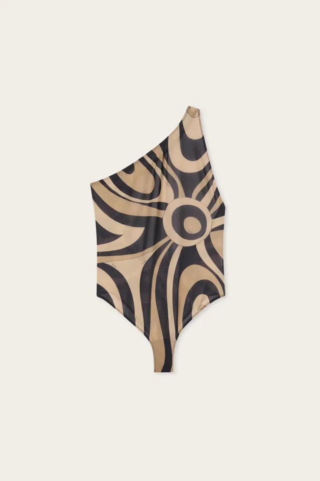 Emilio Pucci Marmo Body asymétrique beige noir S