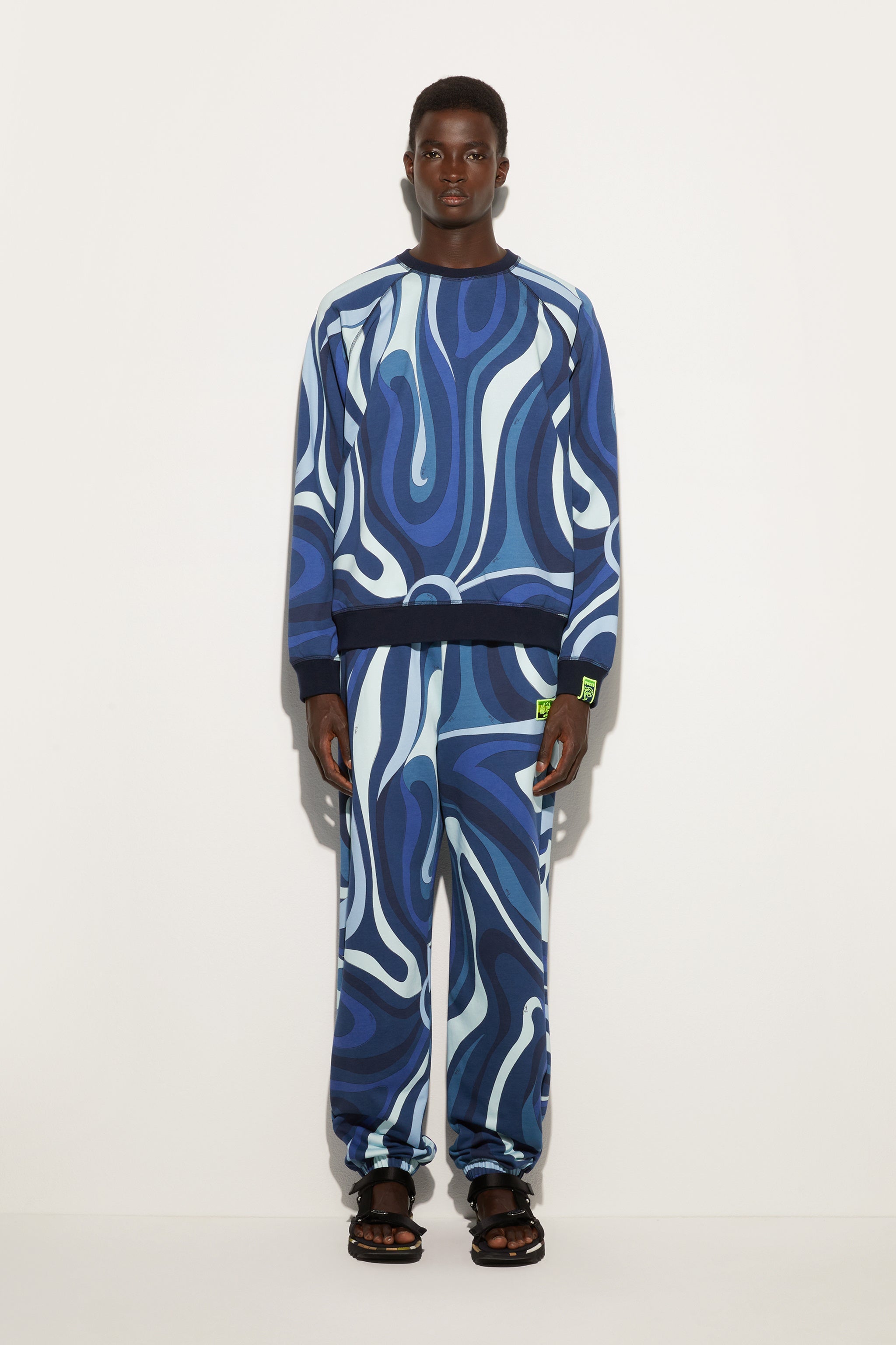 Emilio Pucci Felpa Marmo sweat indigo pile coton homme