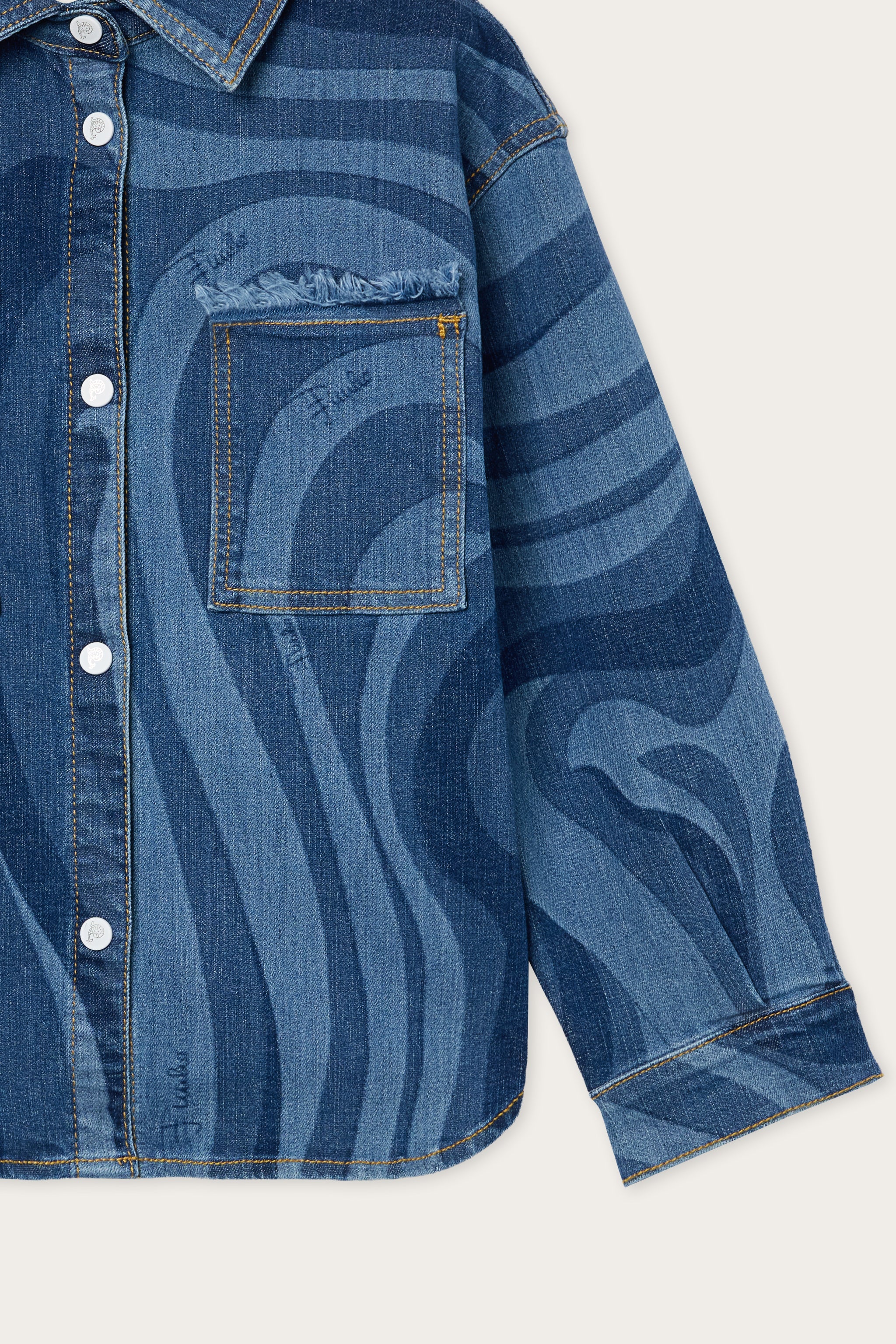 Emilio Pucci TOPS chemise fille bleu 10Y Marmo denim