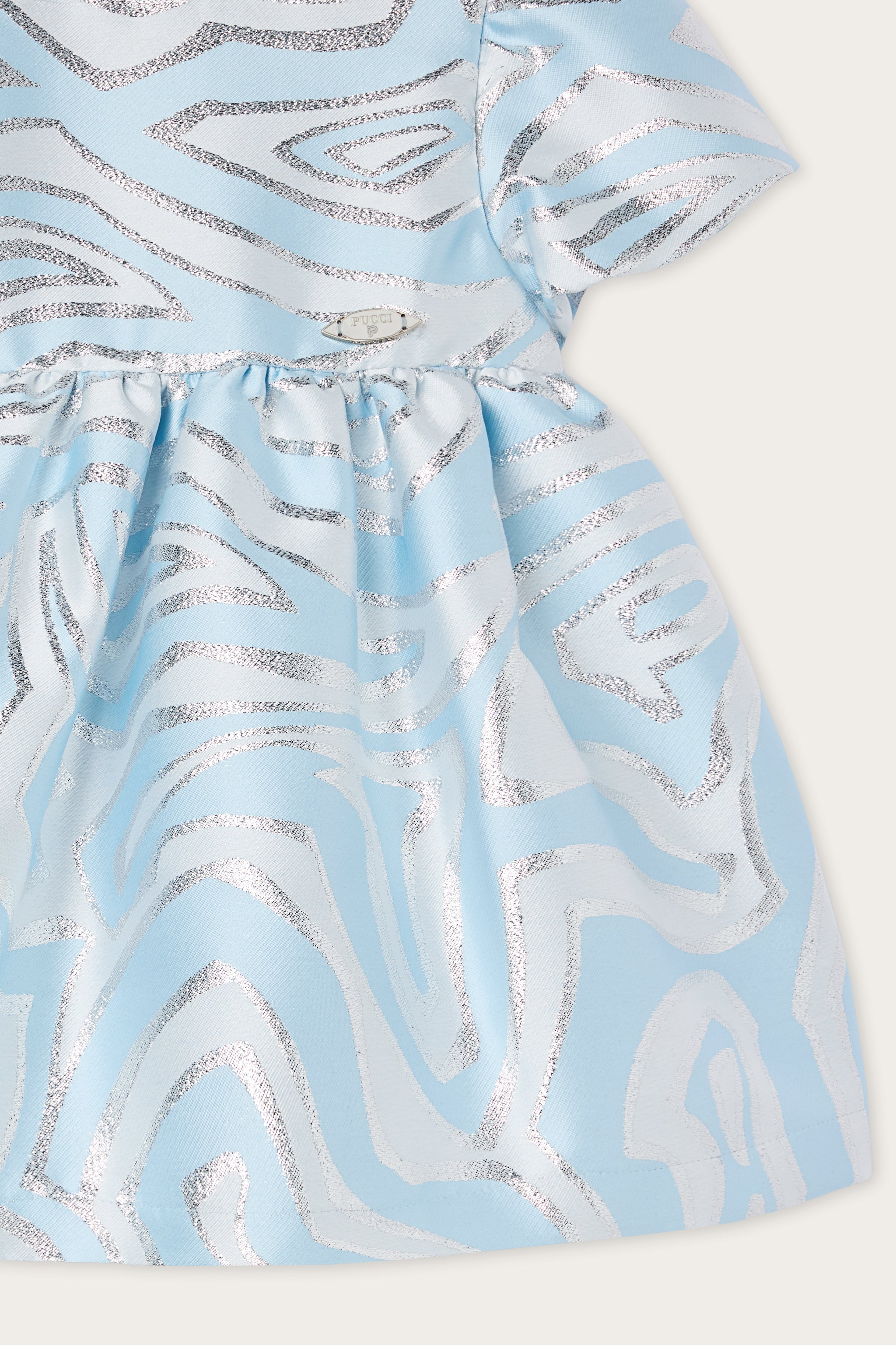 Emilio Pucci Labirinto robe bébé bleu clair lurex