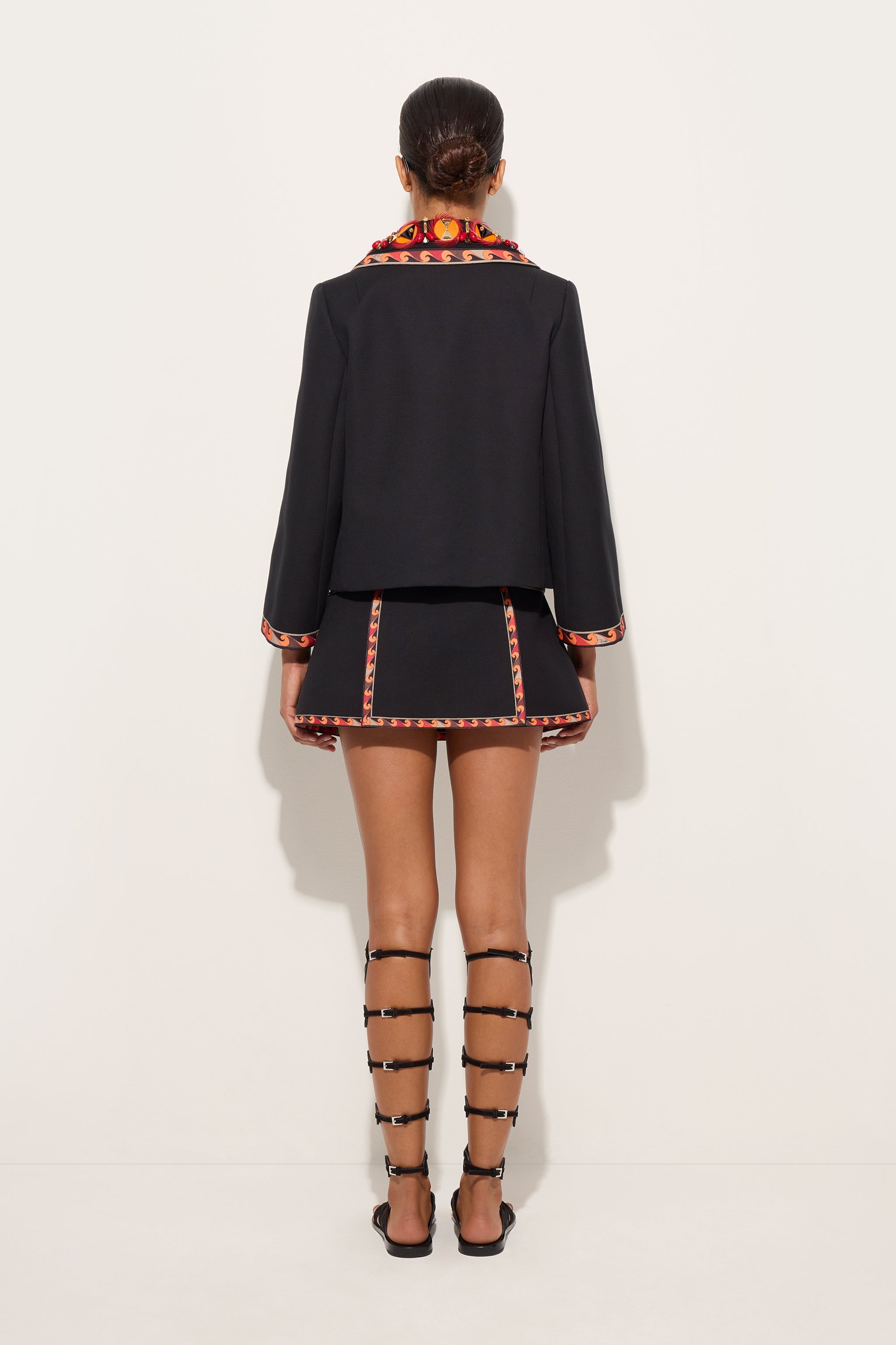 Emilio Pucci Jackets veste coton col brodé noir 38