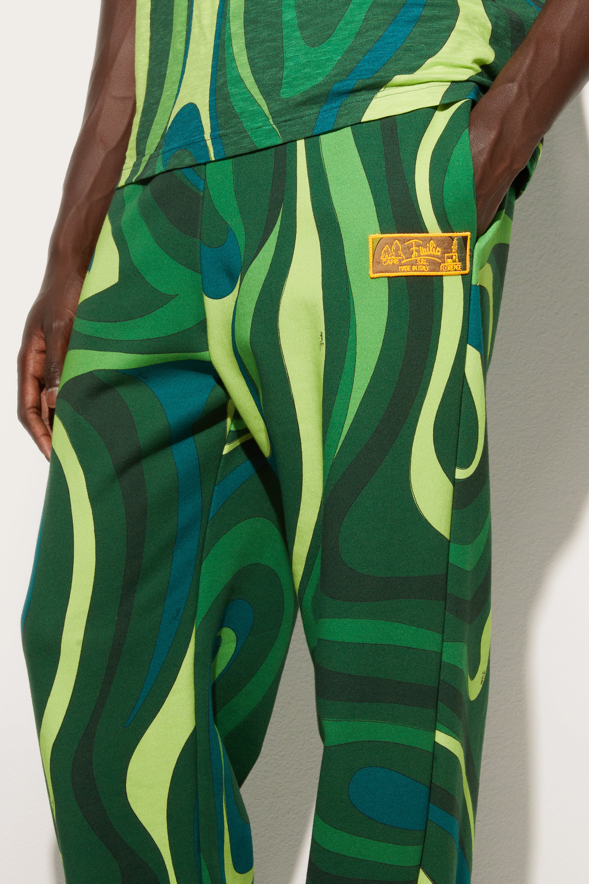 Emilio Pucci Joggers Pile jogging vert imprimé Marmo
