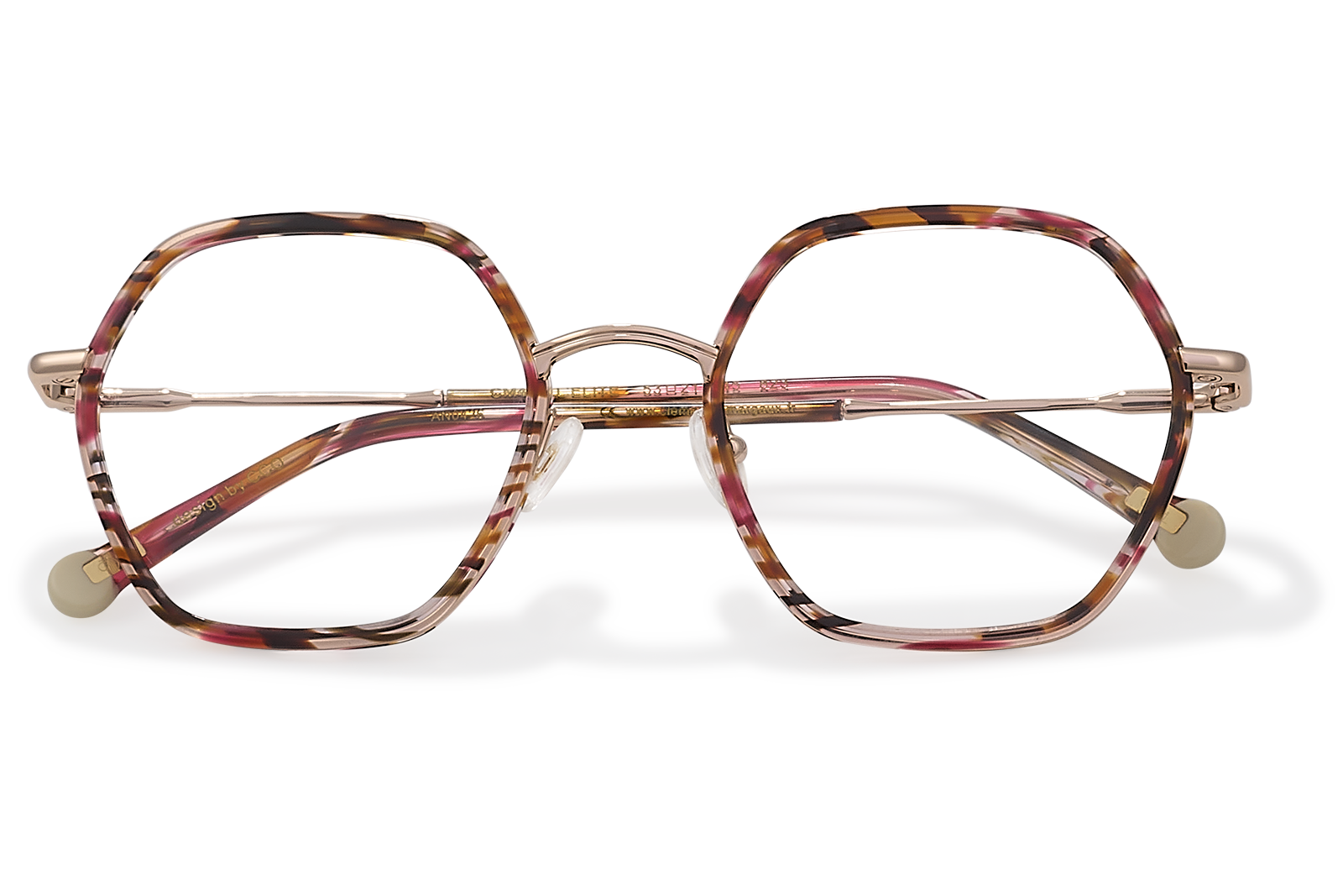 Clémence & Margaux L'Elite lunettes de vue marbré rose brun hexagonale
