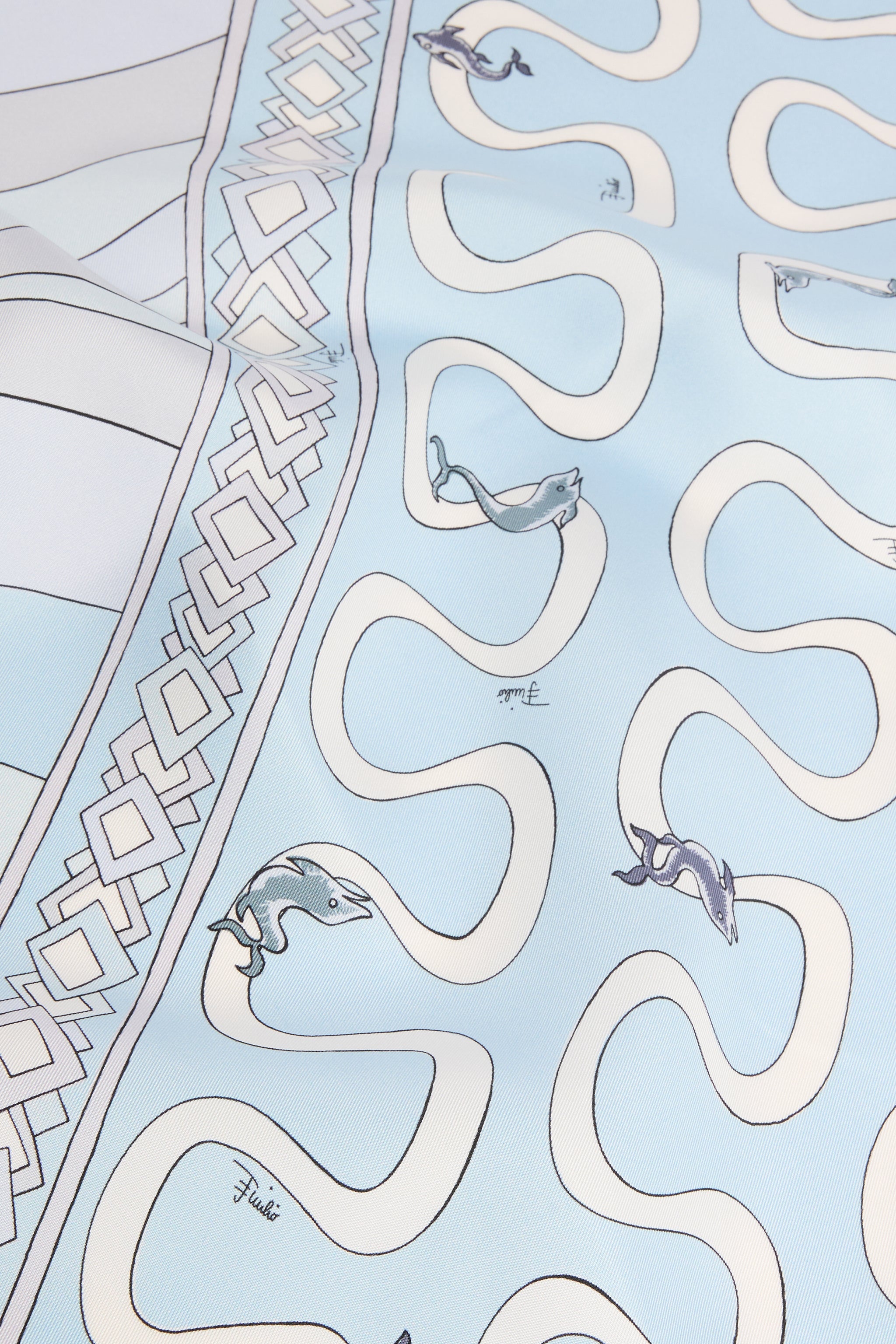 Emilio Pucci Silks Carré foulard soie bleu clair 90x90 Onda