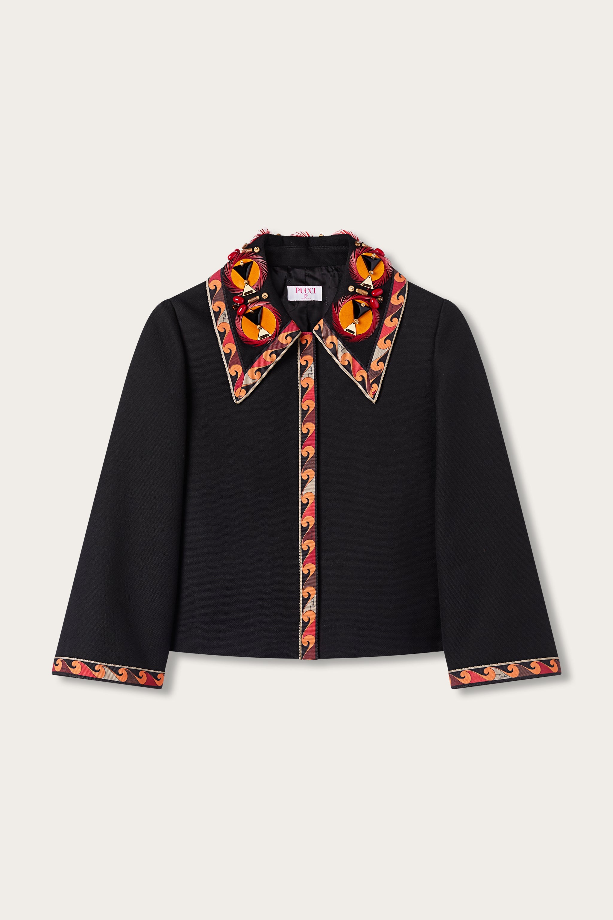 Emilio Pucci Jackets veste coton col brodé noir 38