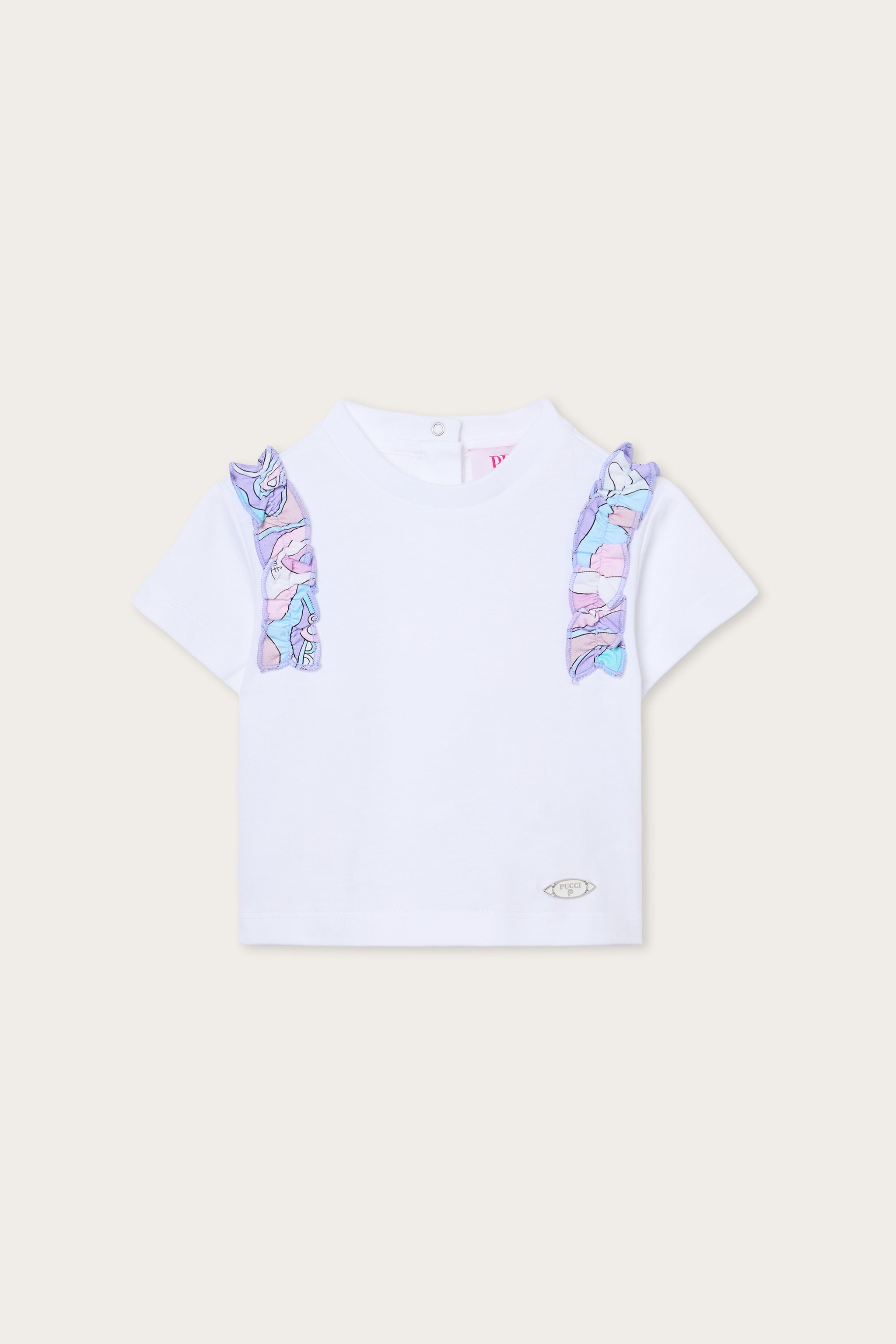 Emilio Pucci T-shirt bébé blanc coton bio ruches