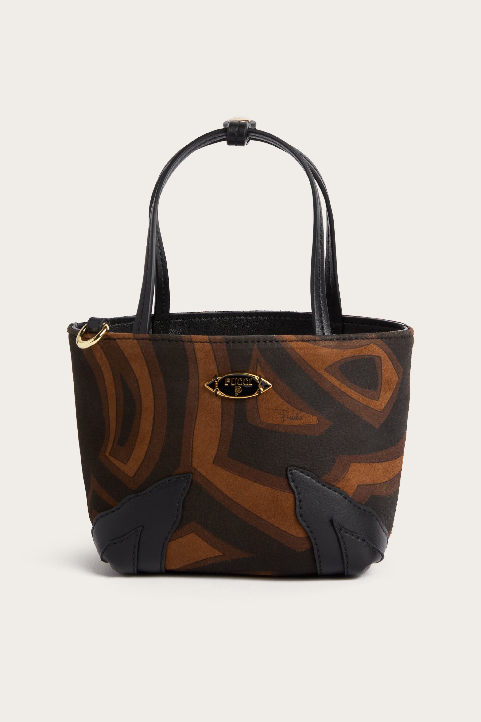Emilio Pucci Palio mini tote noir or suède labyrinthe
