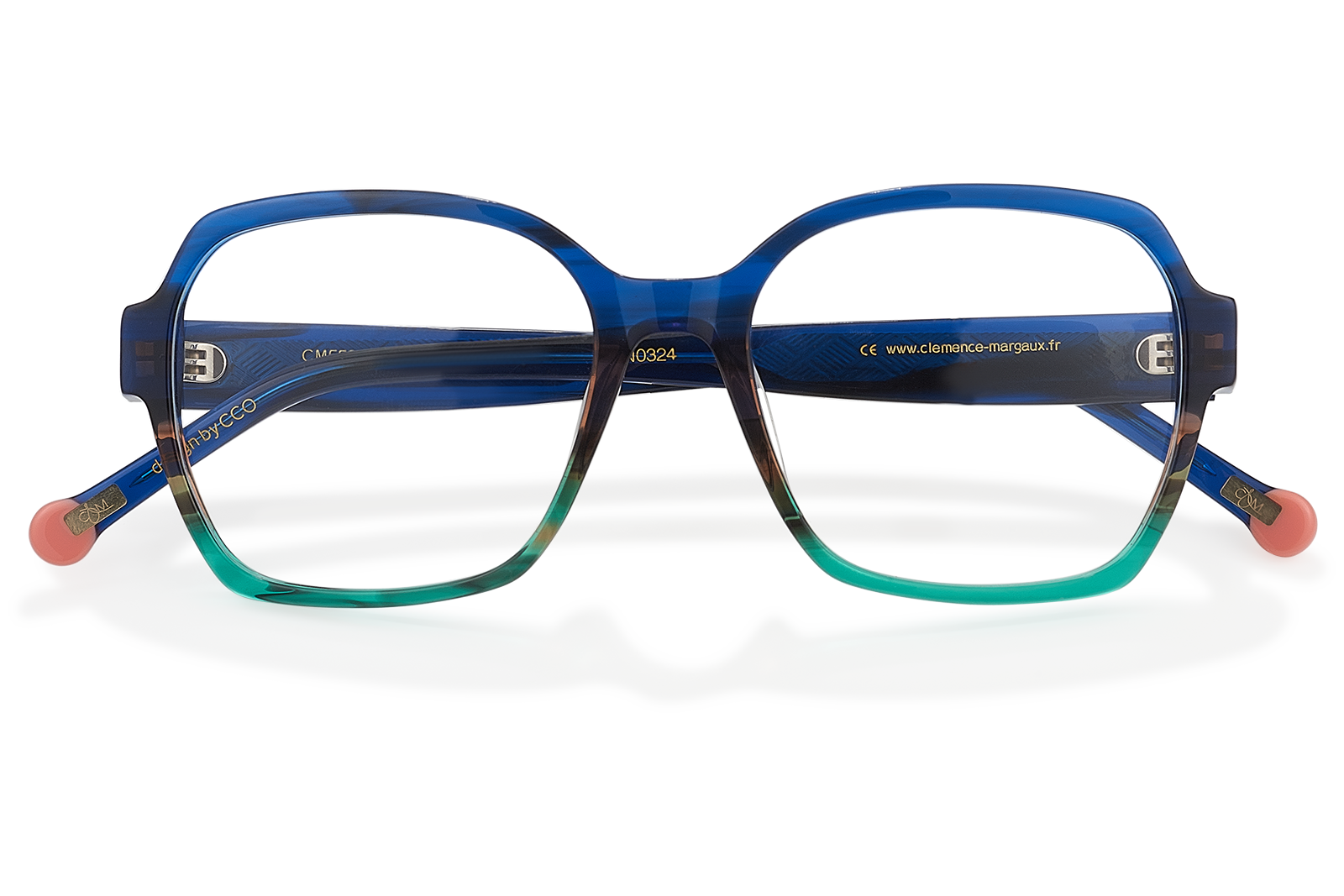 Clémence & Margaux L'Etonnante lunettes de vue Dégradé Bleu carré strass
