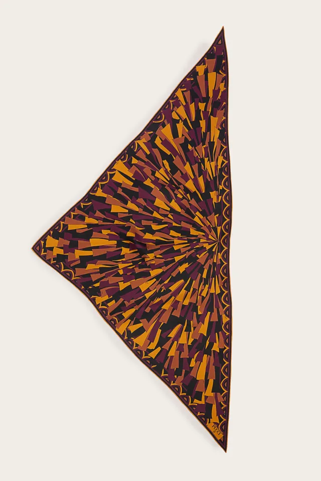 Emilio Pucci Foulard Baiadera triangle soie bordeaux or